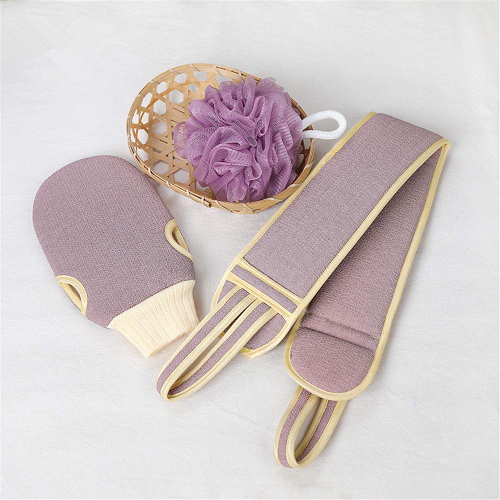Exfoliating Back Scrubber & Shower Gloves Set - Dead Skin Remover for Men & Women | Bath & Shower Accessories for Smooth Skin (Purple) - Perfect for Spa Days & Deep Cleansing Routine