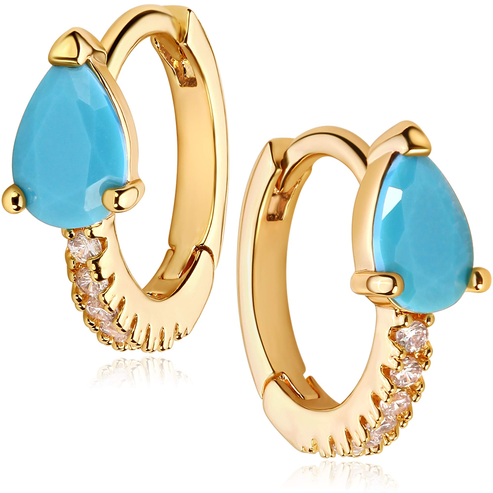 OSIANA 18K Gold Plated Dainty Huggie Hoop Earrings for Women - Handmade Cubic Zirconia CZ Drop Dangle Earrings | Hypoallergenic Minimalist Gold Small Huggies | Perfect Gift for Her, Birthday, Anniversary & Everyday Wear