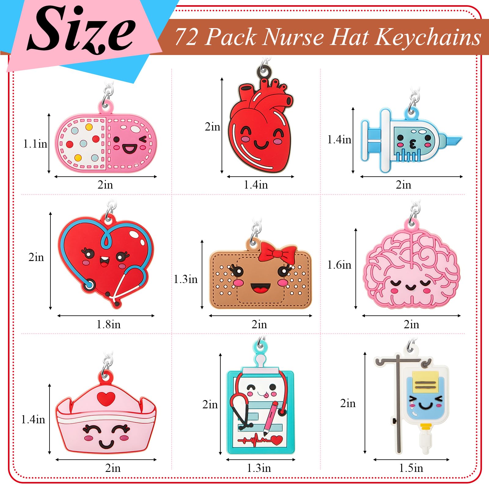 72 Pack Nurse Keychains Bulk - Nurse Week Gifts for Women, Nurse Appreciation Gifts, Medical Staff Accessories - Perfect for Nurse Party Favors, Graduation Gifts & Healthcare Worker Recognition