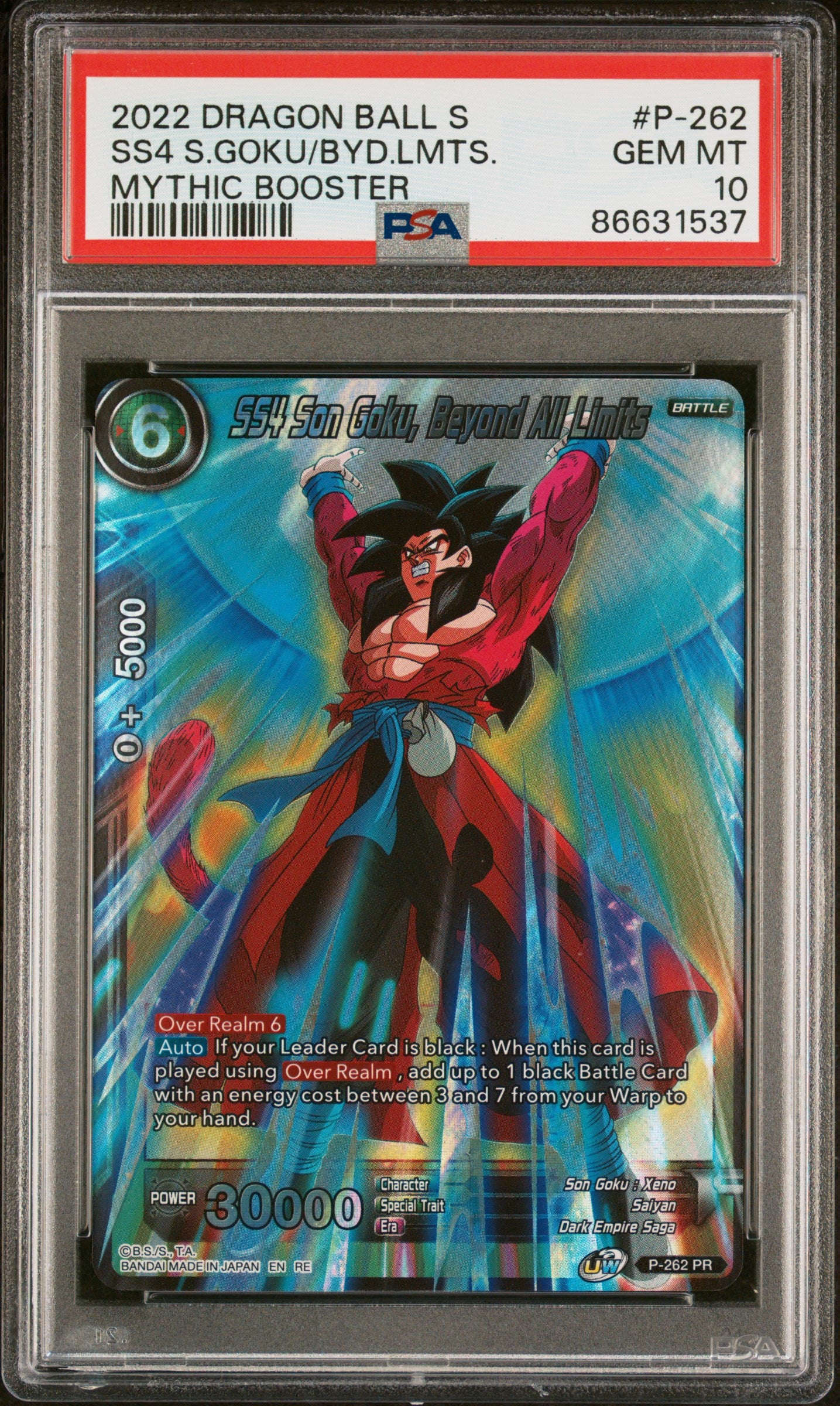 2022 Dragon Ball Super Mythic Booster SS4 Son Goku & Broly Limited Edition #P 262 PSA 10 Graded Card - Perfect for Collectors, Anime Fans & TCG Battles