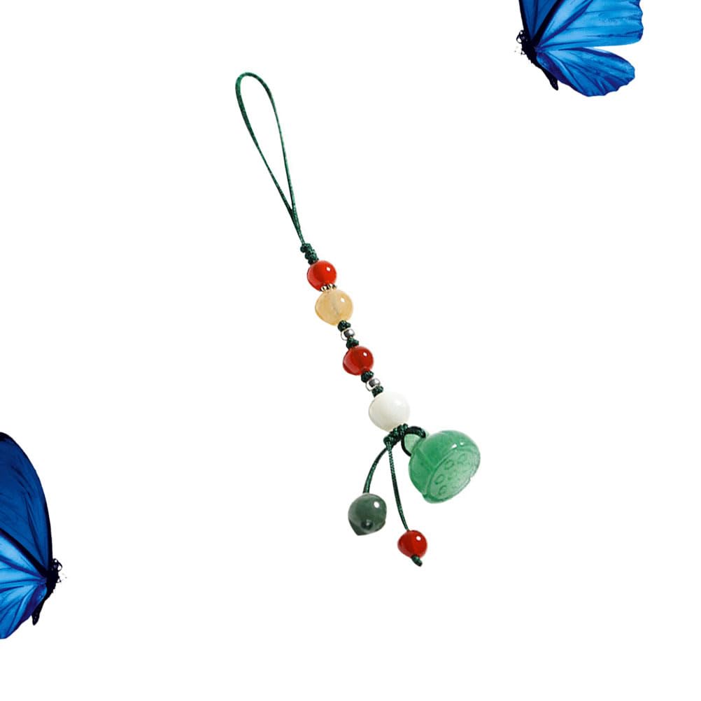 Jade Lotus Agate Phone Charm Strap - Elegant Decorative Cell Phone Pendant Accessory for iPhone Samsung Keychain, Car Keys & Bags | Perfect Gift for Women, Birthday, Party Favors & Everyday Carry