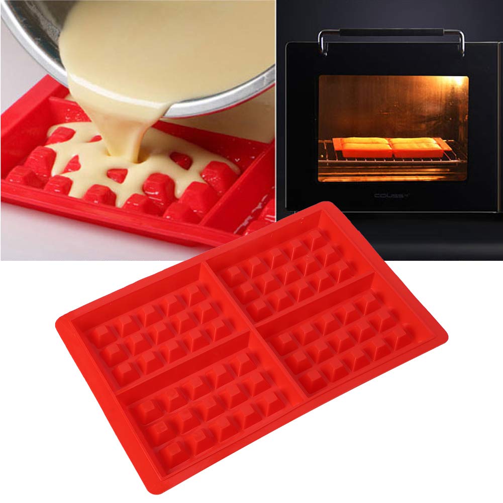 4-Piece Silicone Waffle Mold Set - Non-Stick Baking Tray for Waffles, Muffins, Chocolate, Candy & Soap Making - Perfect for DIY Desserts, Cake Decorating & Craft Projects