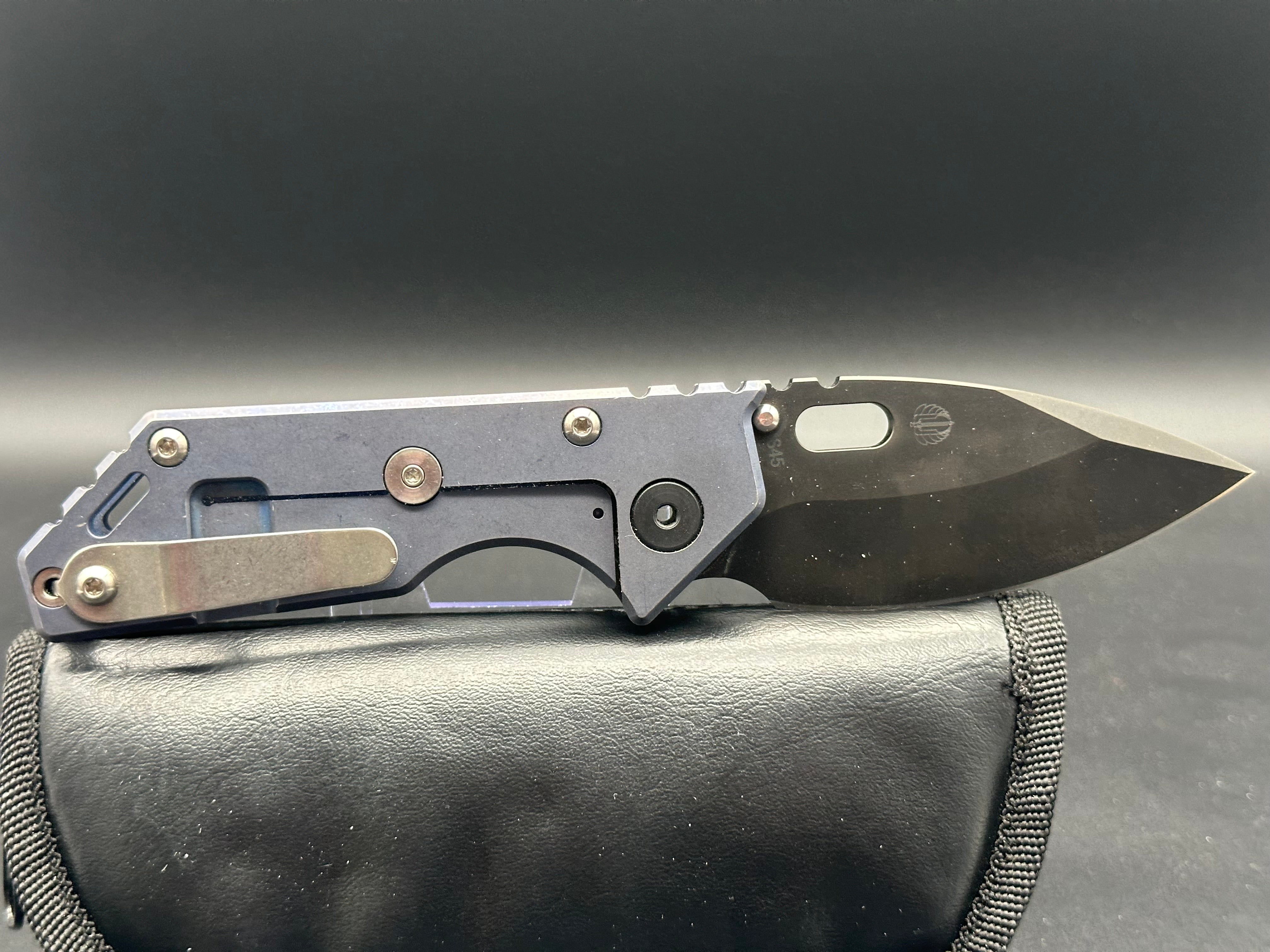 Strider .75 AR Folding Knife - Blue Titanium Handle & S45VN Steel Blade for Outdoor Survival, Camping, and Everyday Carry (EDC)