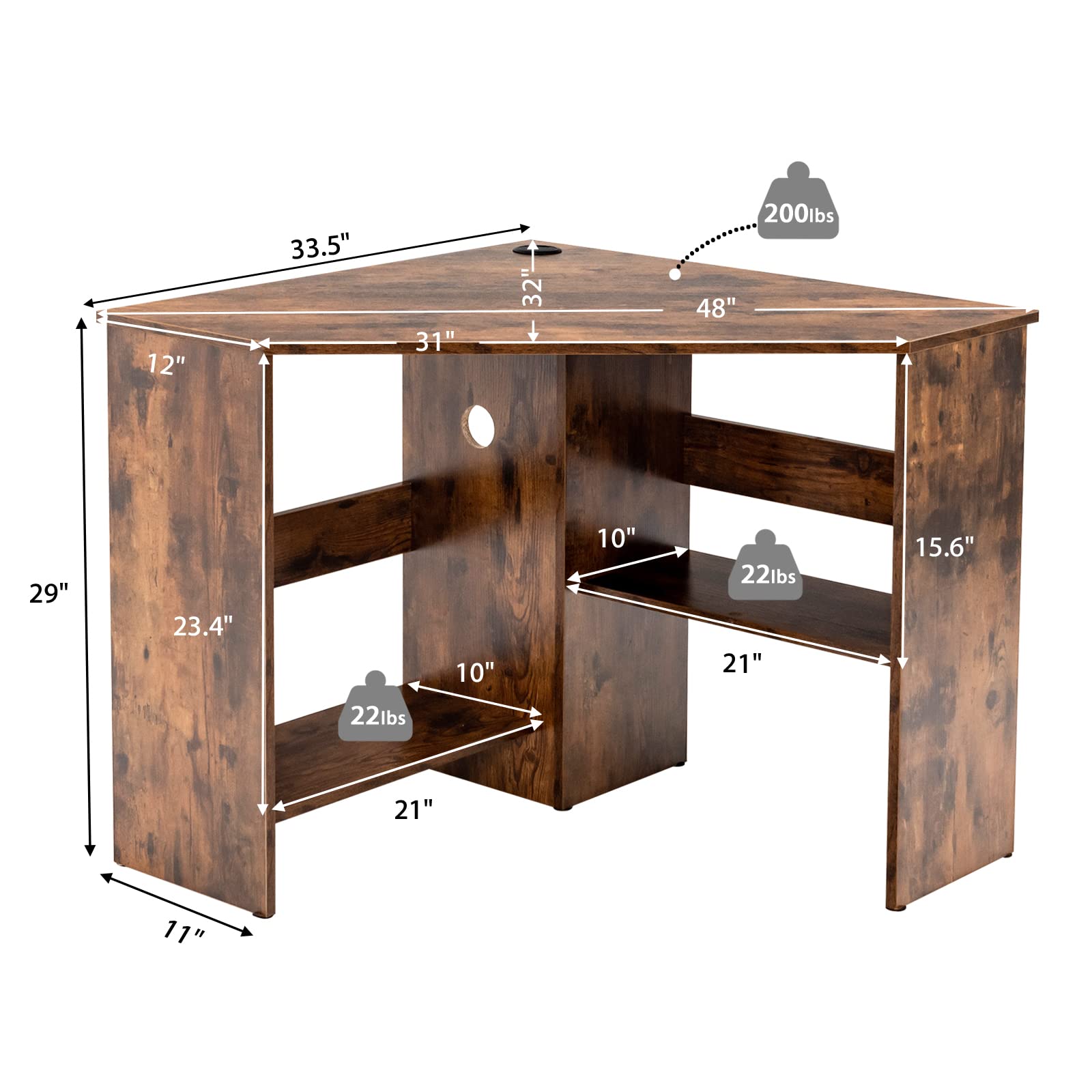 Tangkula 90-Degree Corner Computer Desk with Storage Shelves & CPU Stand - Space-Saving Small L-Shaped Desk for Home Office, Bedroom, Dorm | Perfect for Gaming, Studying & Makeup Vanity