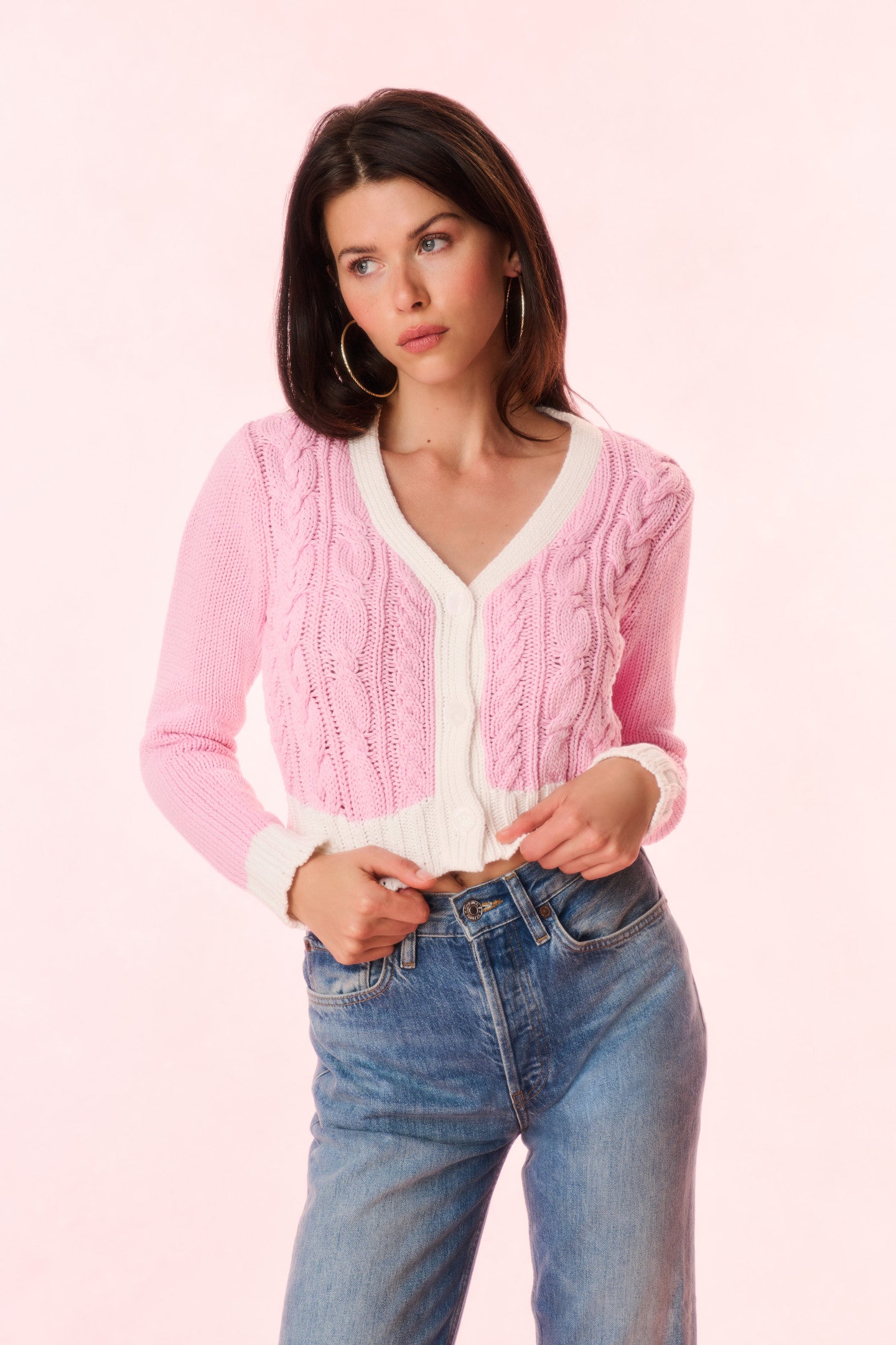 Hyacinth Cropped Cable Knit Cardigan for Women - Soft Chunky Knit Open Front Sweater - Cozy Fall & Winter Layering Piece for Casual Outfits or Office Wear