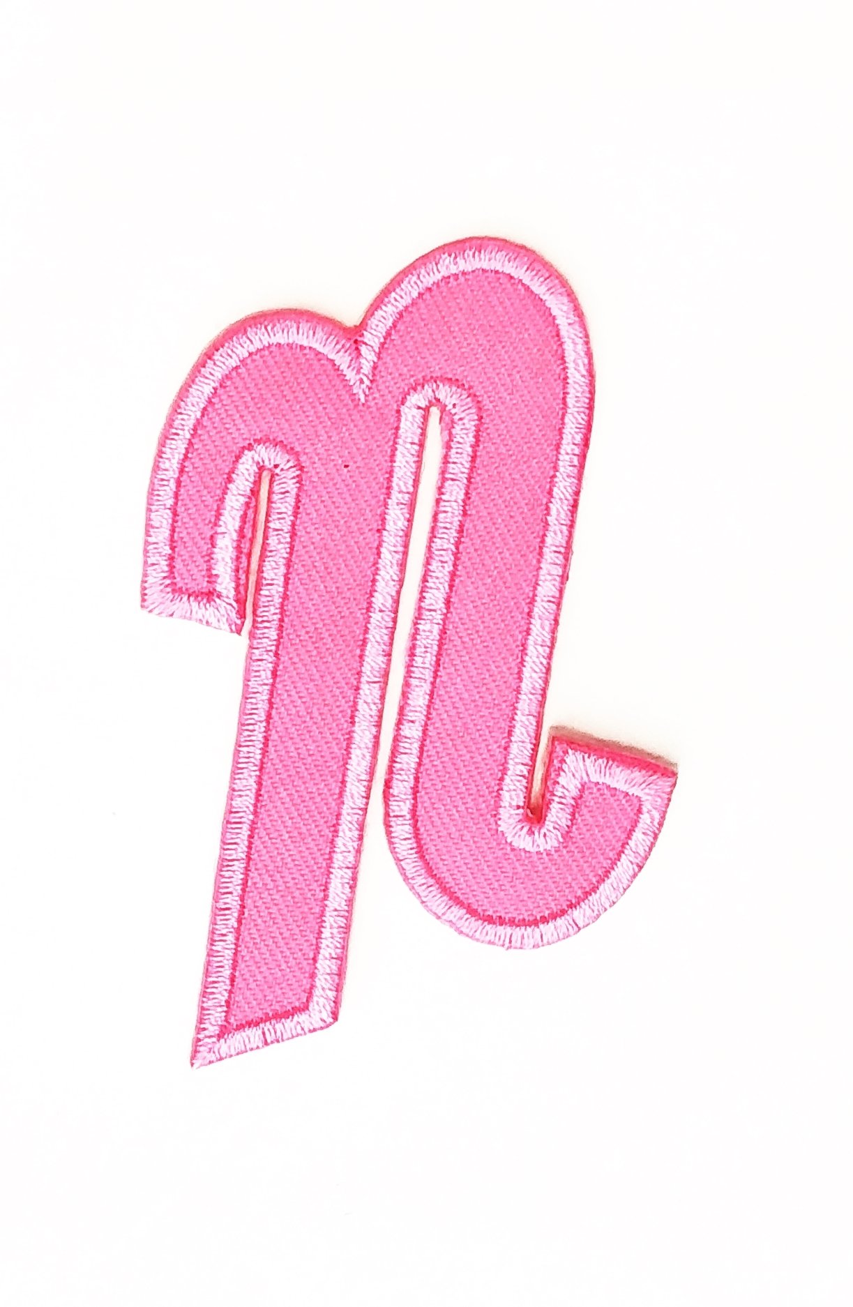Pink Alphabet Letter N Embroidered Iron On Patch - A-Z Sew On Patches for Clothes, Backpacks, T-Shirts, Jeans & Hats | DIY Customization for Fashion, School Uniforms & Accessories