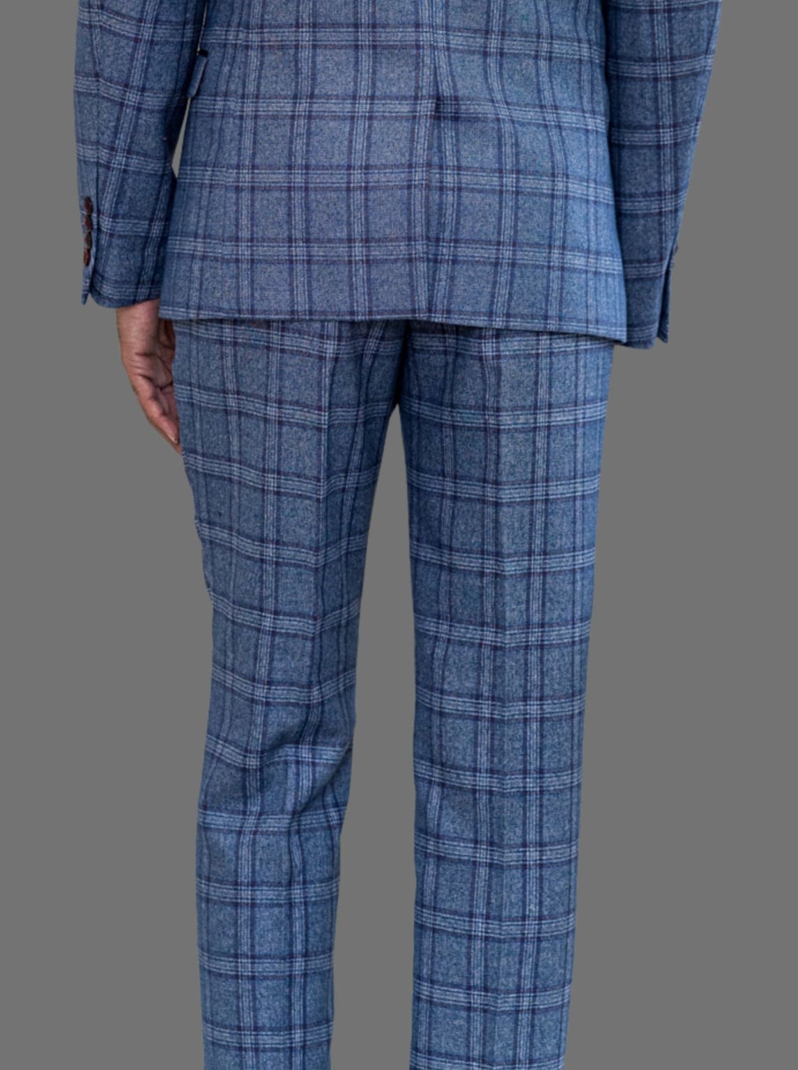 Marc Darcy Abbott Men's Blue Tweed Check Trousers | Slim Fit Dress Pants for Business & Casual Wear | Office, Wedding & Special Occasion Outfits
