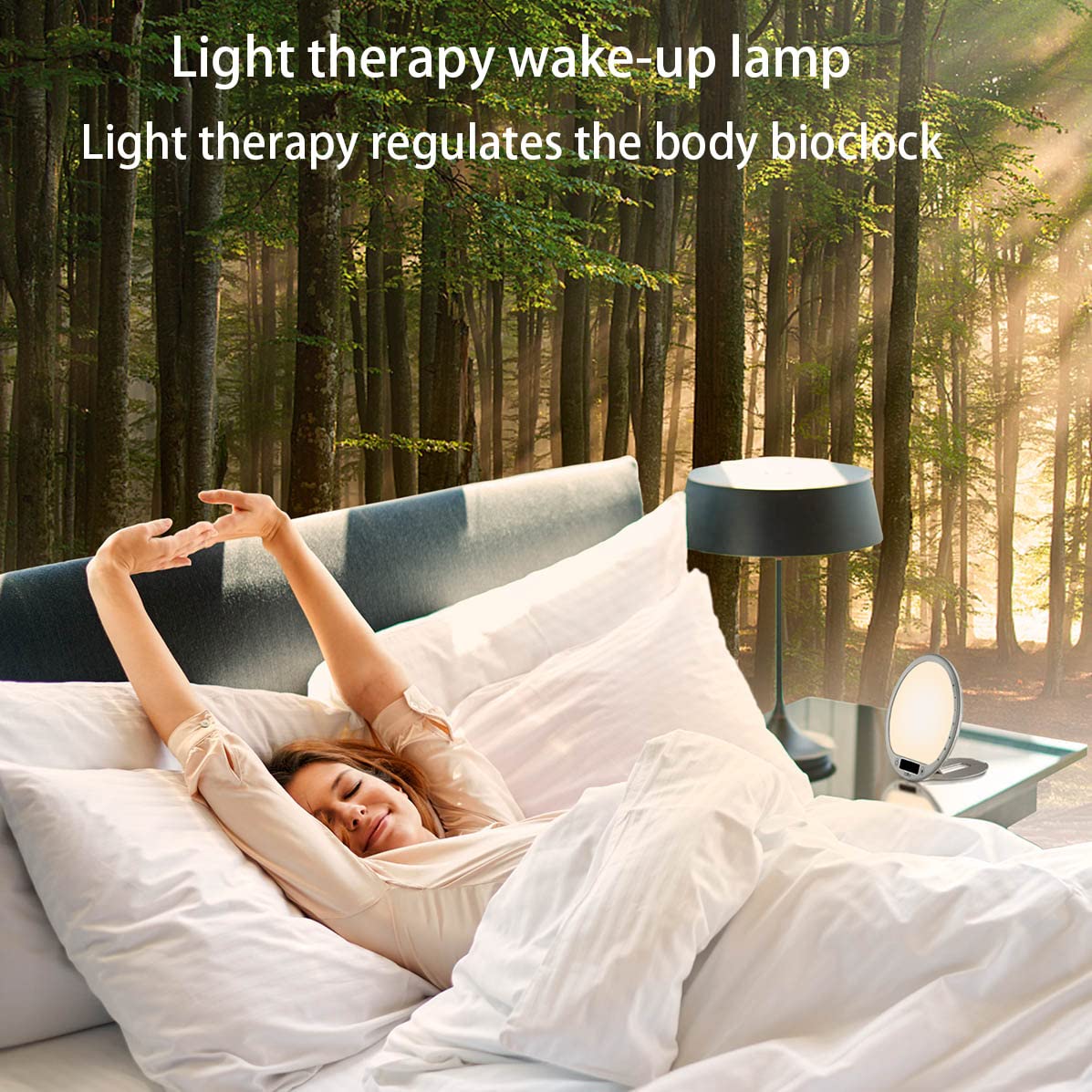 JUXLamp Light Therapy Lamp - 10000 Lux UV-Free Sunrise Alarm Clock with Bioclock Adjustment & APP Control, Portable Built-in Lithium Battery - Perfect for SAD Relief, Sleep Improvement & Natural Wake-Up Light Therapy