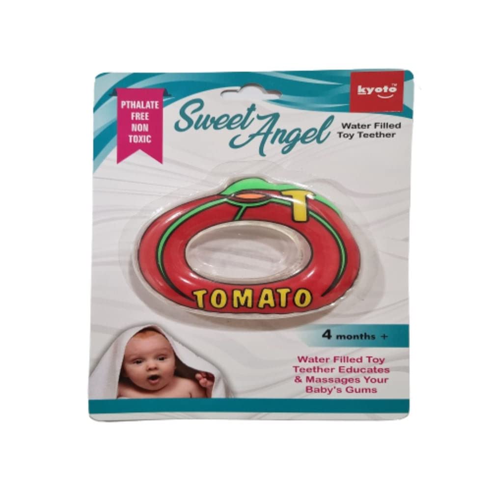 Organic Kyoto Water Filled Baby Teething Toy - BPA-Free Tomato Shaped Teether for Soothing Sore Gums | Perfect for Infants 3-12 Months | Ideal for Home, Travel & Daycare Use