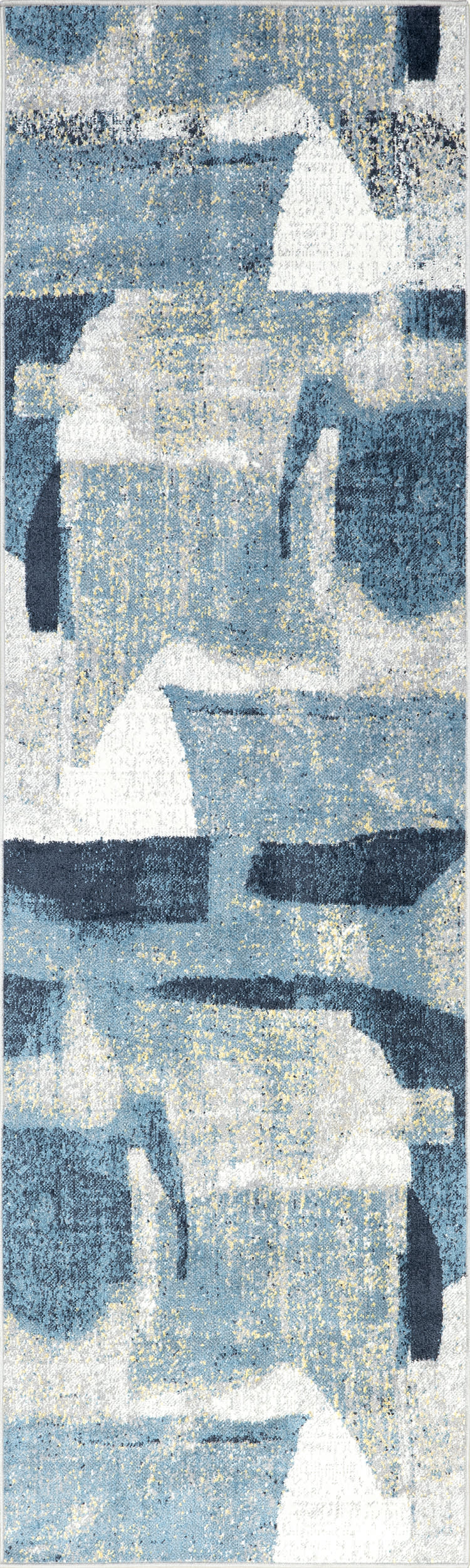 Washable Abstract Area Rug in Blue | Modern Non-Slip Living Room Carpet | Perfect for Bedroom, Nursery & Home Decor