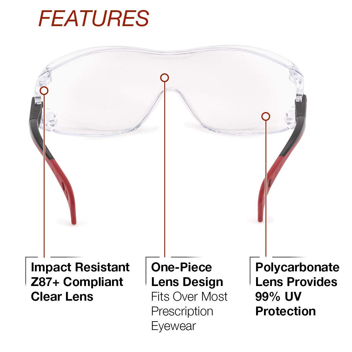 Lincoln Electric K2968-1 Safety Glasses - Clear Lens, Adjustable Frame, Fits Over Prescription Eyewear - Perfect for Construction, Welding & DIY Projects