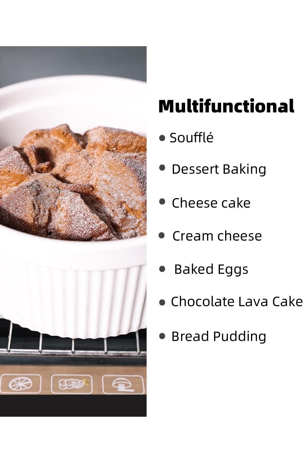 64 oz Porcelain Ramekins (Set of 1) - 8 Inch White Oven-Safe Baking Dishes for Souffle, Creme Brulee, Pudding & Custard - Perfect for Desserts, Meal Prep & Kitchen Serving