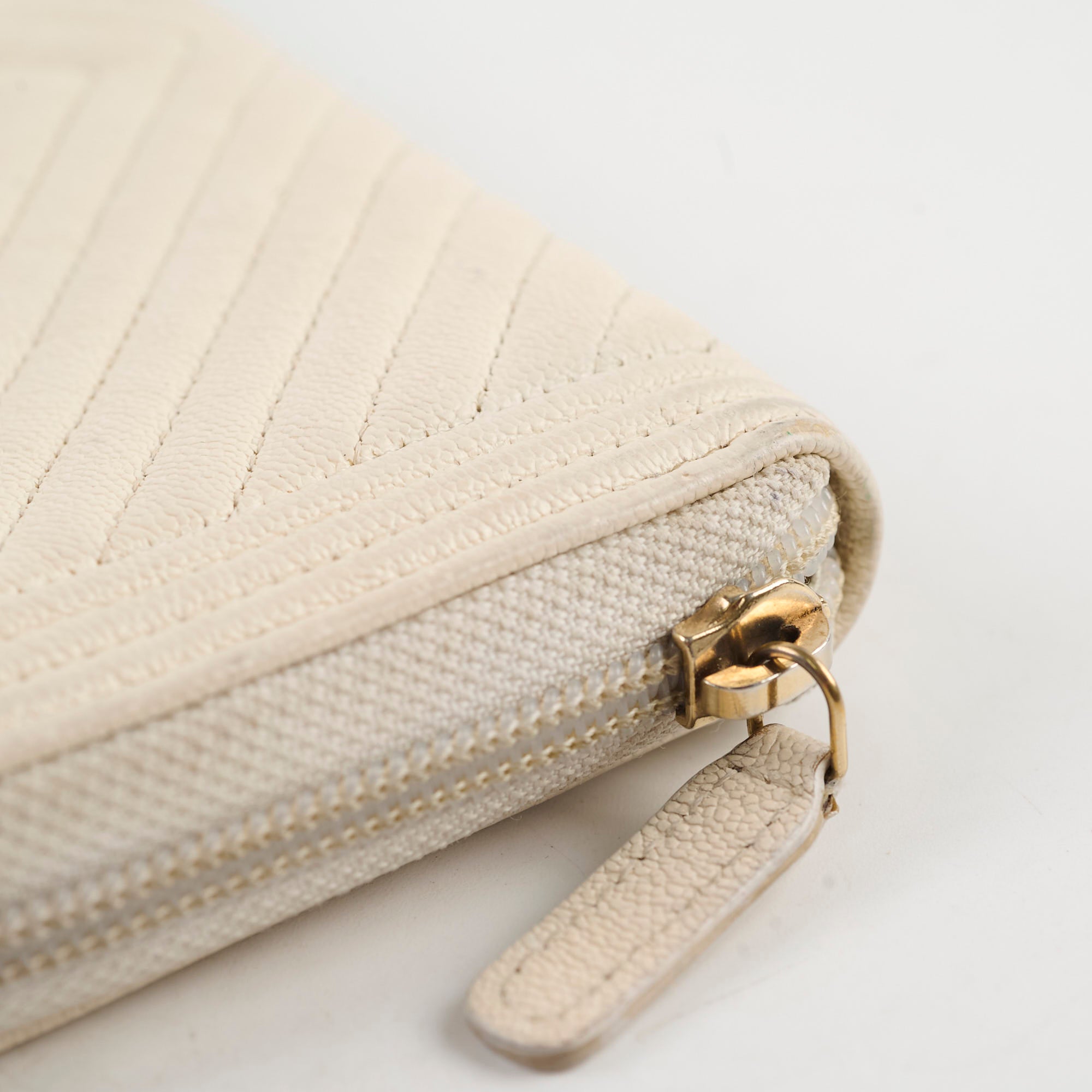 Chanel Chevron Boy Cream Long Wallet for Women | Luxury Designer Leather Wallet | Perfect for Everyday Use & Special Occasions