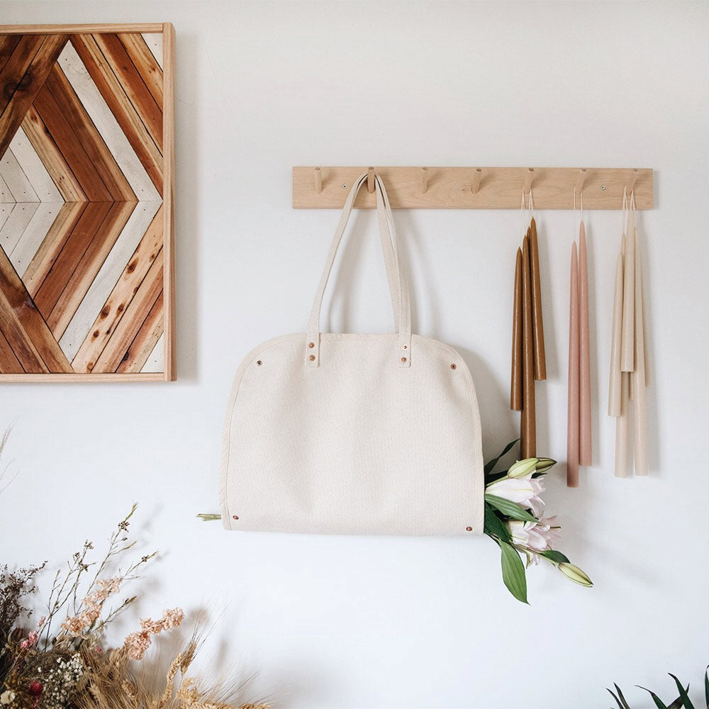 Birch Wooden Peg Rail with 7 Hooks - Wall Mounted Coat Rack for Entryway, Bedroom & Bathroom Organization