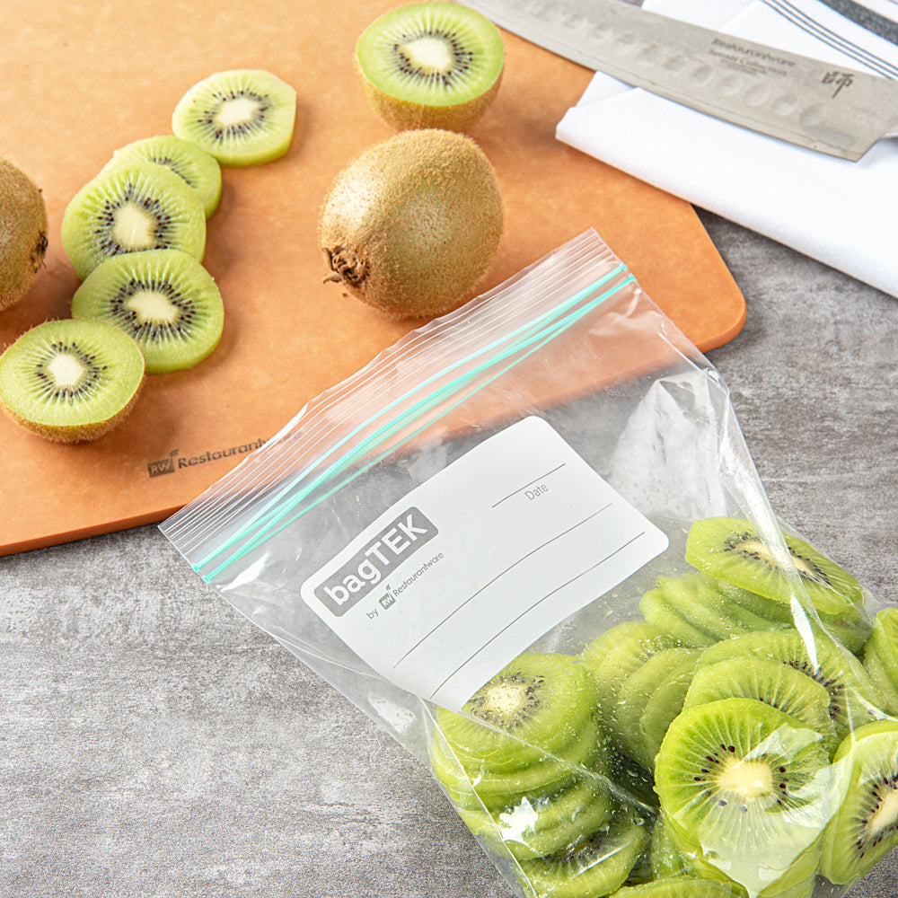 BPA Free 1 Quart Clear Plastic Zip Bags with Double Zipper & Write-On Label - 7.5