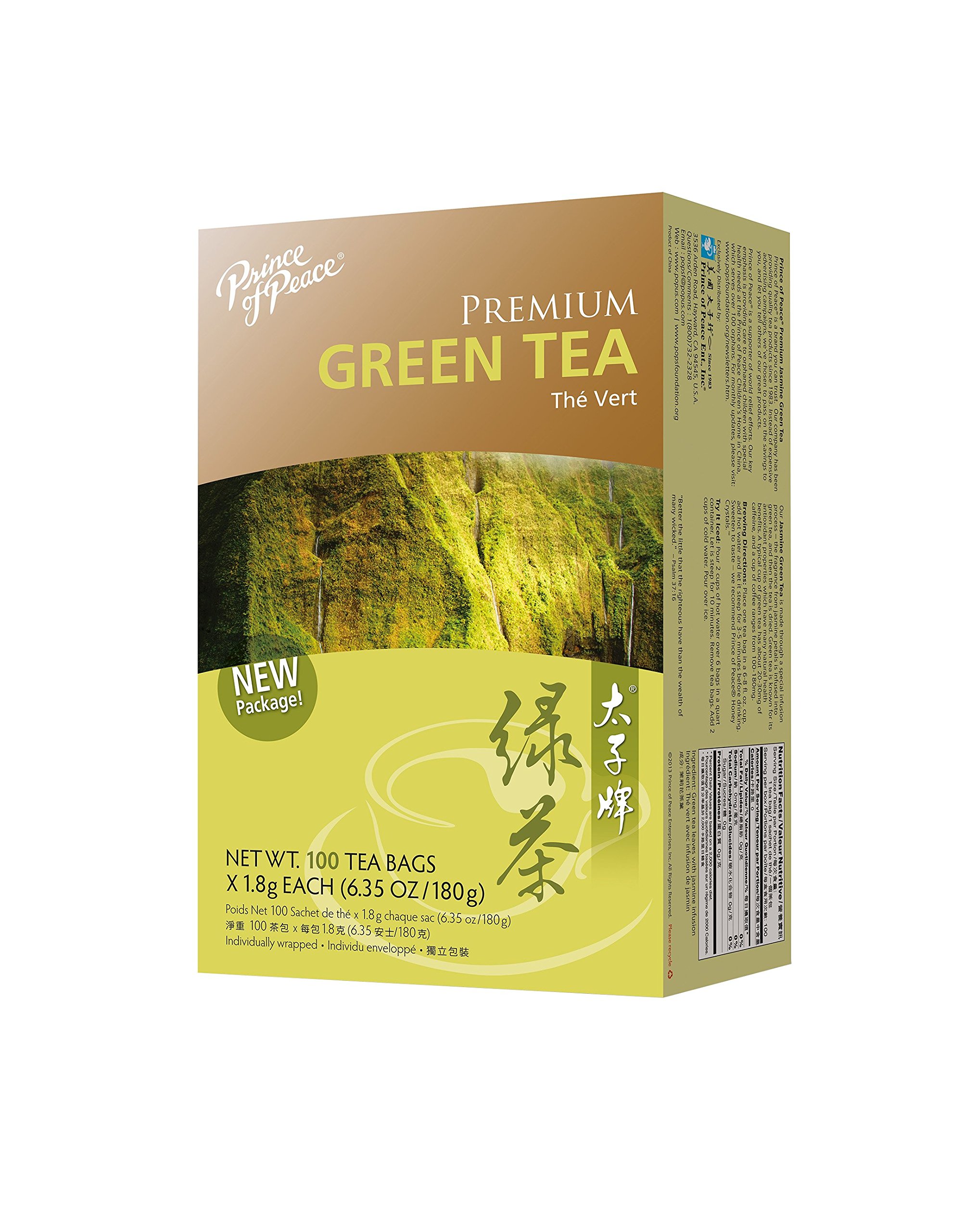 Prince of Peace Premium Green Tea Bags - 100 Count | Antioxidant-Rich Organic Green Tea for Weight Loss & Energy Boost | Perfect for Morning Refreshment, Afternoon Relaxation & Office Wellness