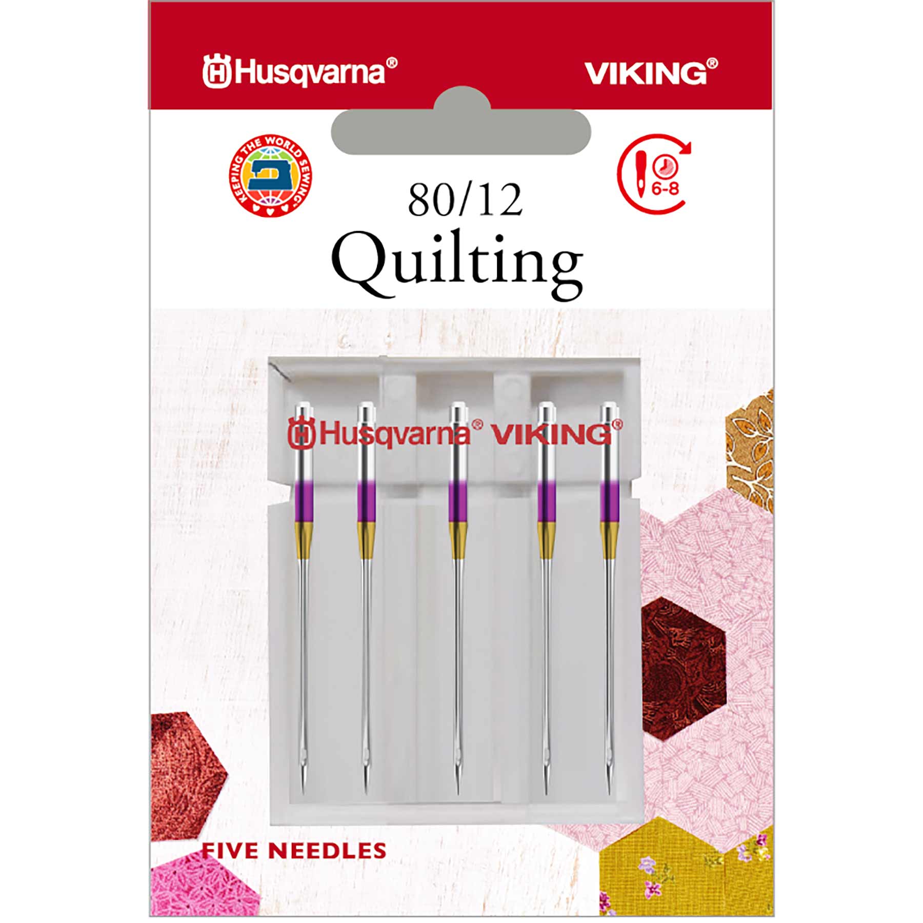 HUSQVARNA® VIKING® Quilting Needles Size 80/12 - 5 Pack for Sewing Machines | Perfect for Quilting, Embroidery & Fabric Crafts