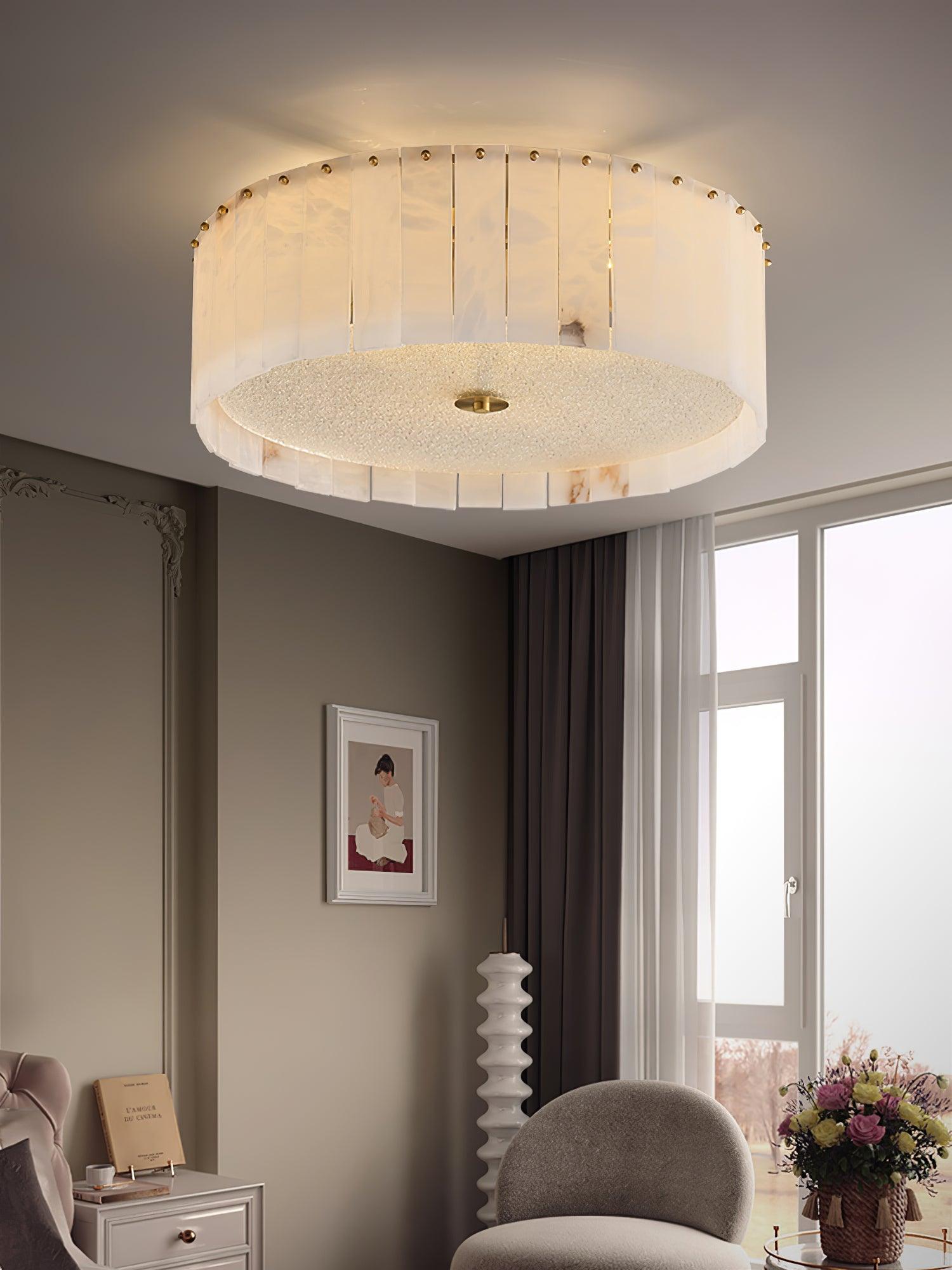 Elysian Alabaster Ceiling Light Fixture - Modern White Chandelier for Living Room, Bedroom & Dining Room Lighting Decor