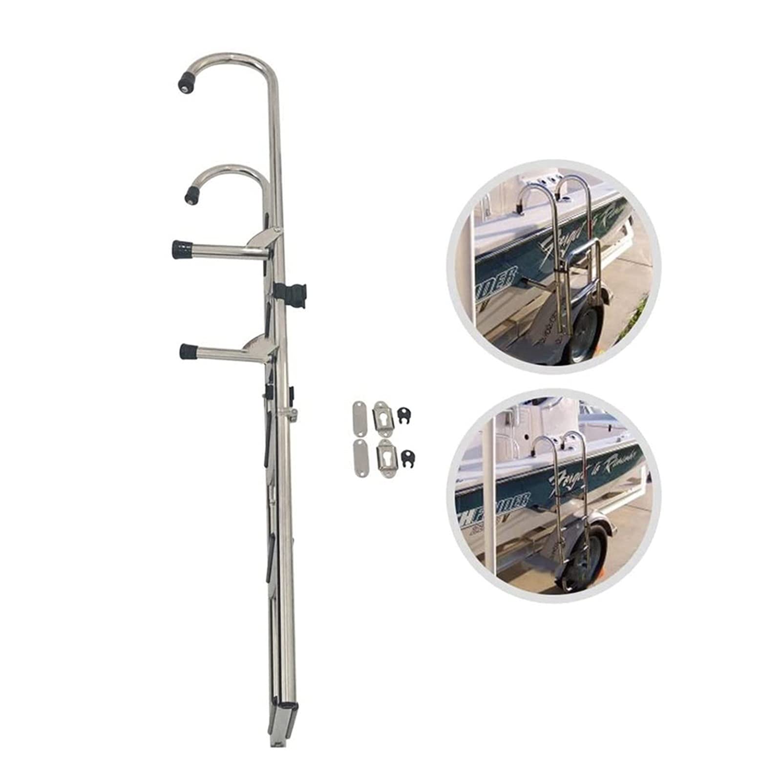Foldable RV Bunk Bed Ladder, 4-Step Stainless Steel Folding Ladder for Boats/Pools, Heavy Duty 440 lbs Platform Mount Ladder - Perfect for RV Camping, Marine Use & Pool Access