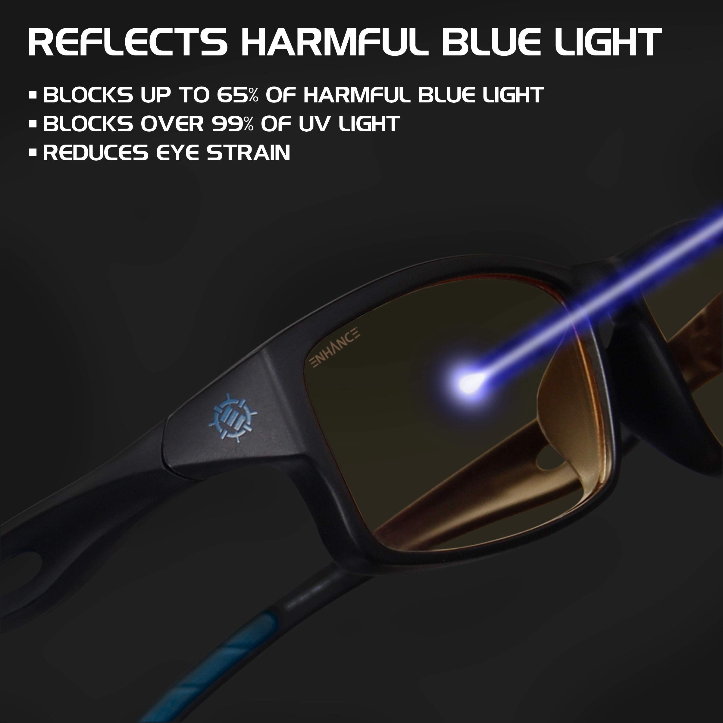 ENHANCE Battle Lens Blue Light Blocking Glasses for Gaming & Computer Use - Anti Eye Strain Glasses for Men & Women - Reduce Blue Light & Glare from Screens - Perfect for Video Games, TV, Office Work & Digital Device Protection