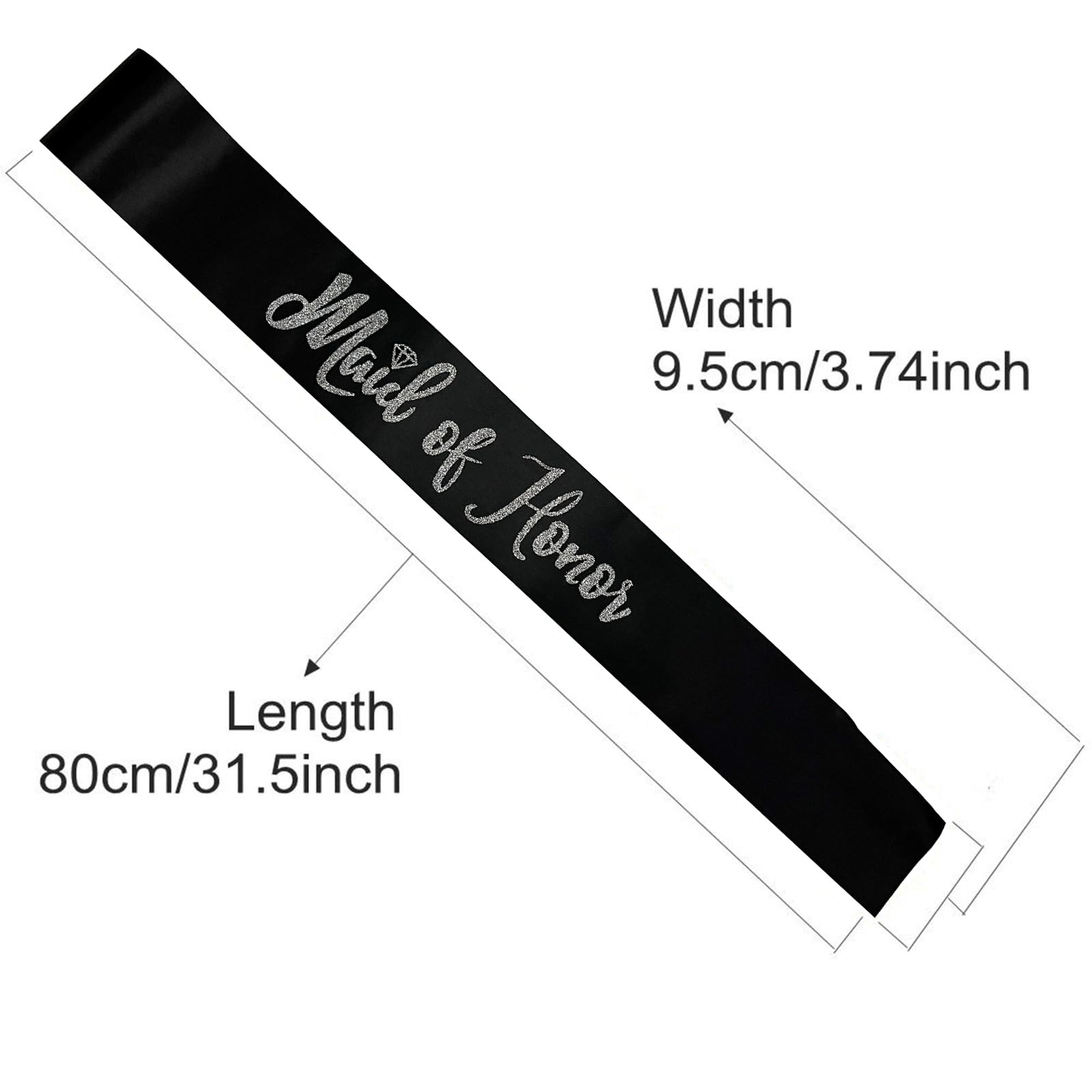 Bachelorette Party Sash - Black with Silver Glitter 'Maid of Honor' Lettering - Bridal Shower & Wedding Party Accessories - Perfect for Engagement Gifts & Bridesmaid Celebrations