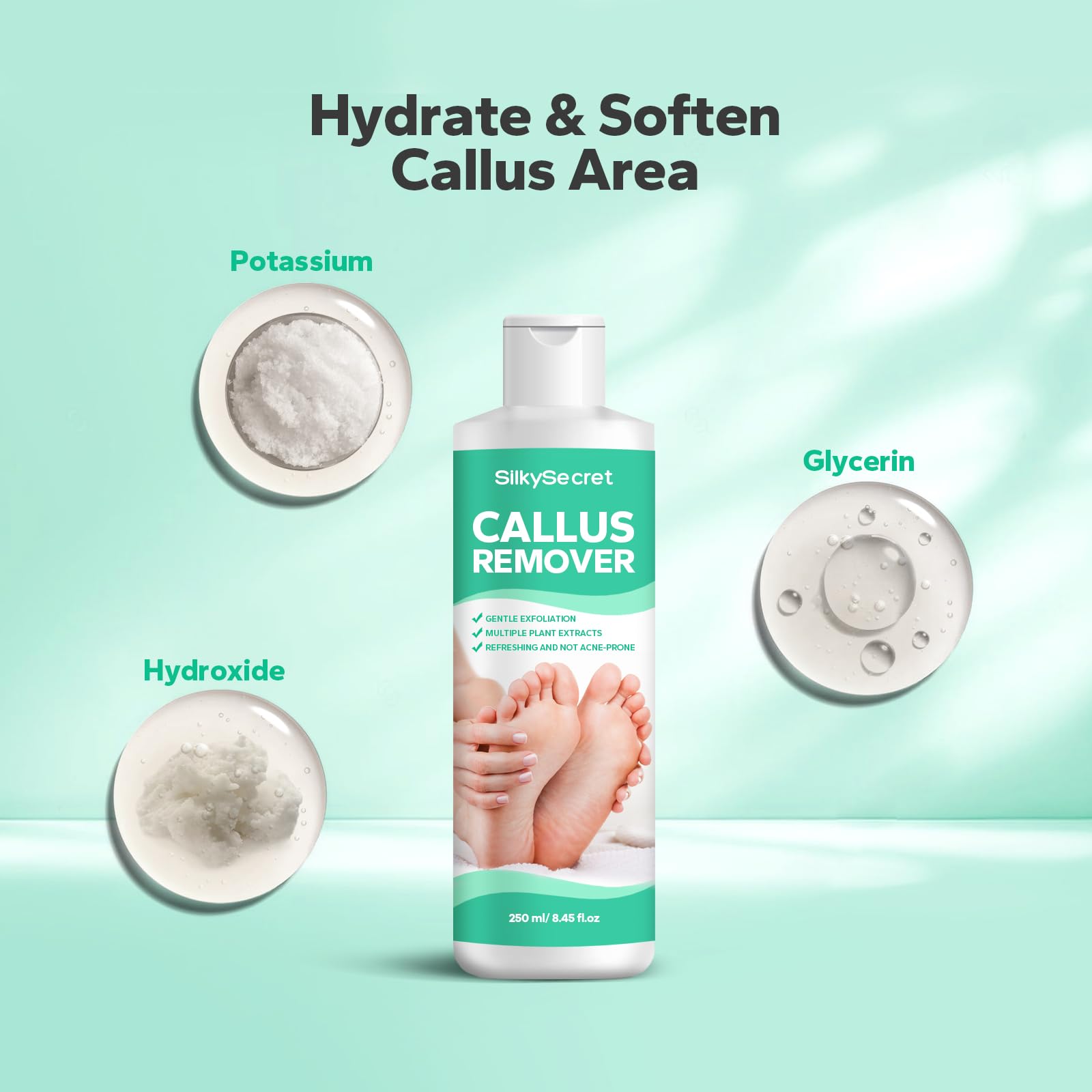 Professional Callus Remover Gel for Feet - Extra Strength 8.45 fl.oz Foot Care Treatment | Cracked Heel & Hard Skin Remover | At-Home Pedicure Solution for Soft Smooth Feet - Perfect for Dry Feet, Calluses & Rough Skin Care Routine