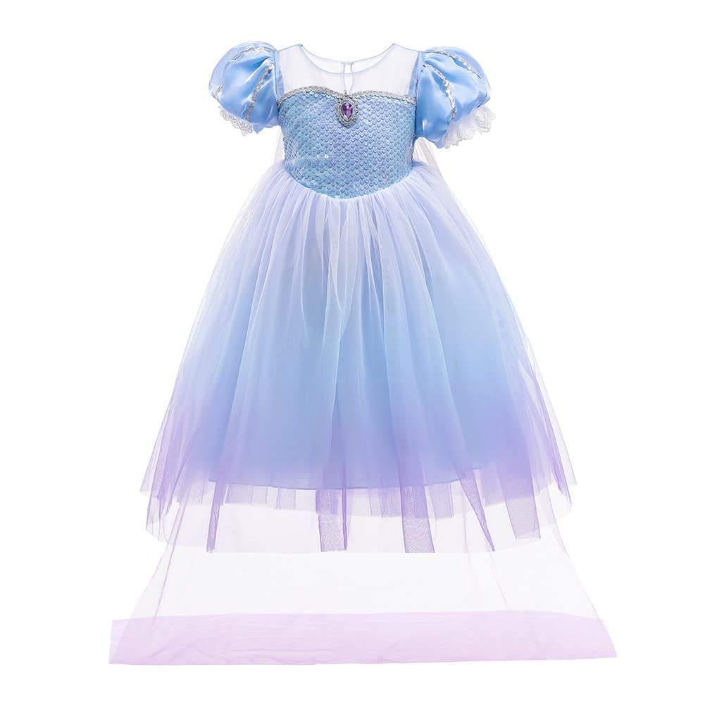 Frozen Elsa Princess Costume for Girls - Elegant Tulle Gown Dress for Halloween, Christmas, Birthday Parties & Pageants | Disney Inspired Fancy Dress Up Outfit