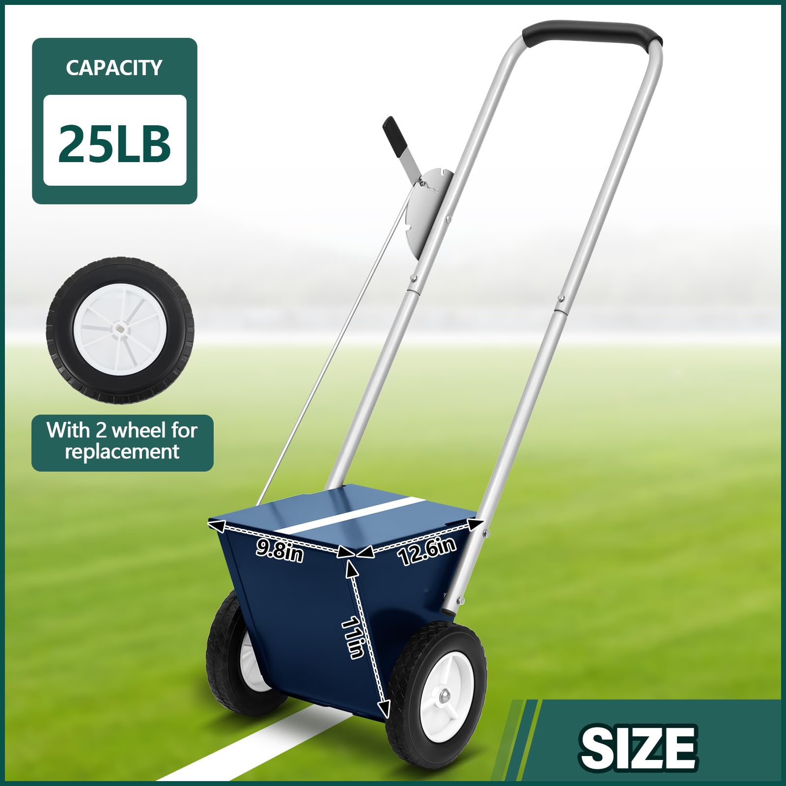Heavy Duty Steel Baseball & Softball Field Dry Line Chalker Machine - Adjustable 2