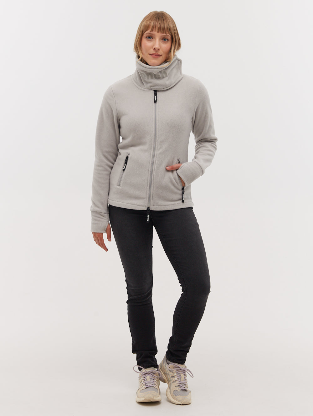 Microfleece Wrap Neck Zip Up Jacket for Women - Cozy Winter Outerwear for Hiking, Running & Outdoor Activities