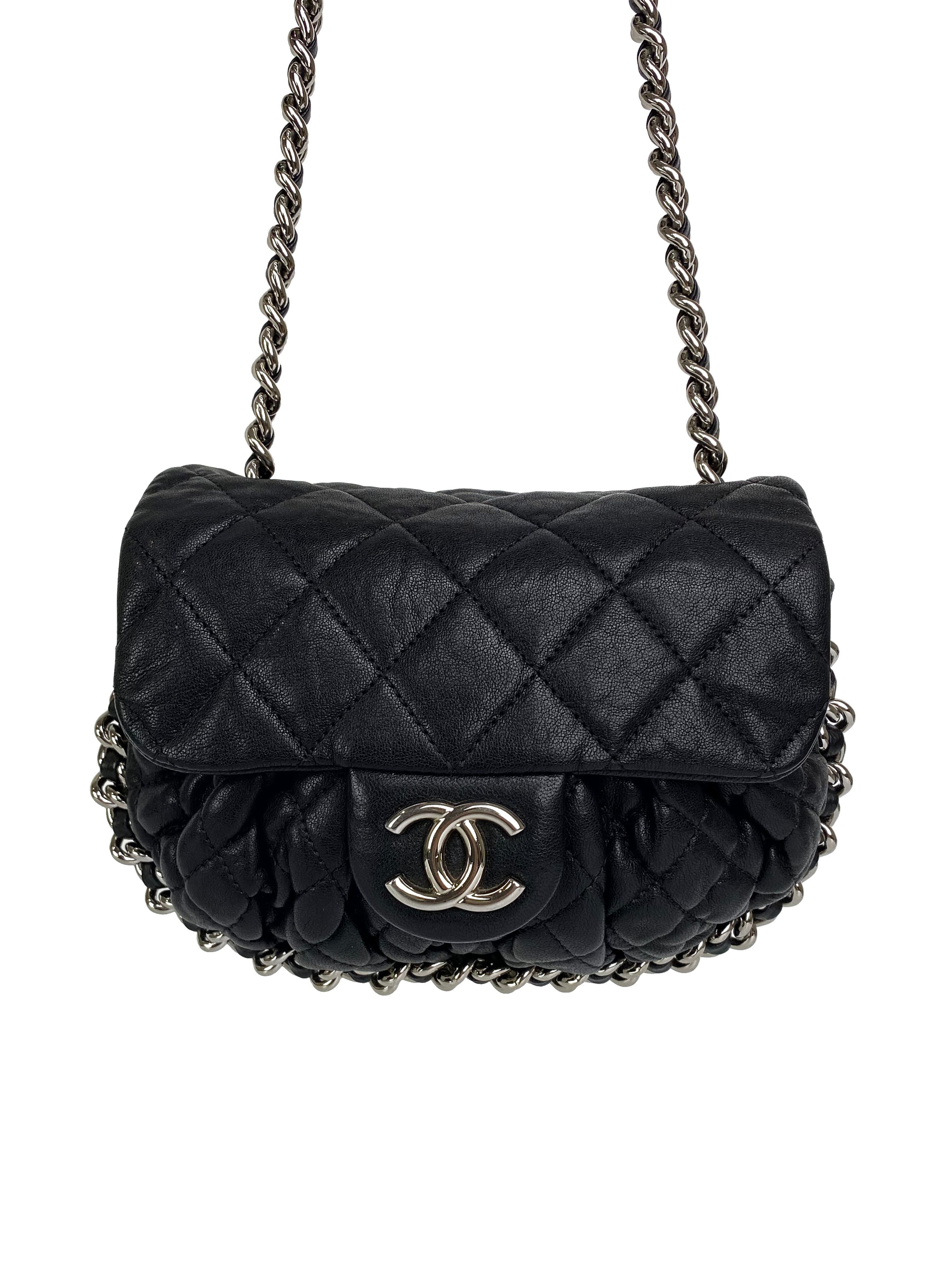 Vintage Chanel Black Quilted Leather Chain Around Shoulder Bag - Classic Luxury Handbag for Women, Perfect for Evening Parties & Date Nights