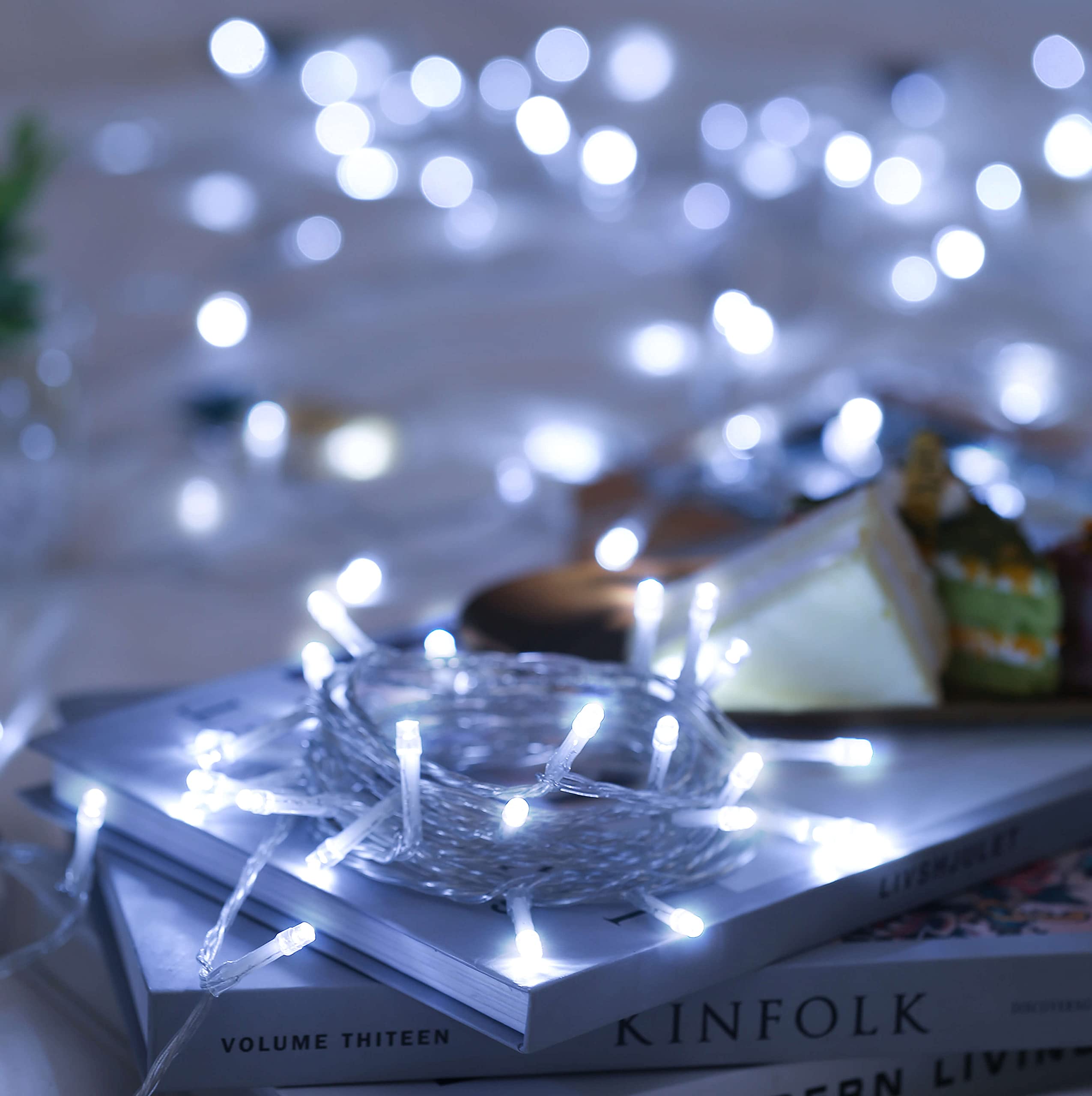 150 LED Fairy String Lights - 49ft Battery Operated Christmas Lights for Indoor & Outdoor Decor | Twinkle Lights for Christmas Trees, Windows, Gardens, Weddings & Parties (White) - Perfect for Holiday Decorations, Home Lighting & Special Events