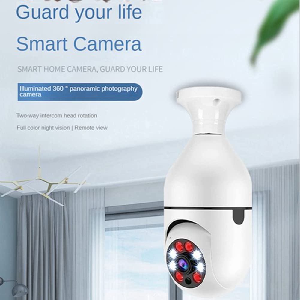 Haptufer 2.4G WiFi Smart Light Socket Security Camera - Wireless Bulb Camera with 1080P Full HD, Night Vision, Motion Detection - Ideal for Home Security, Baby Monitoring & Pet Watching
