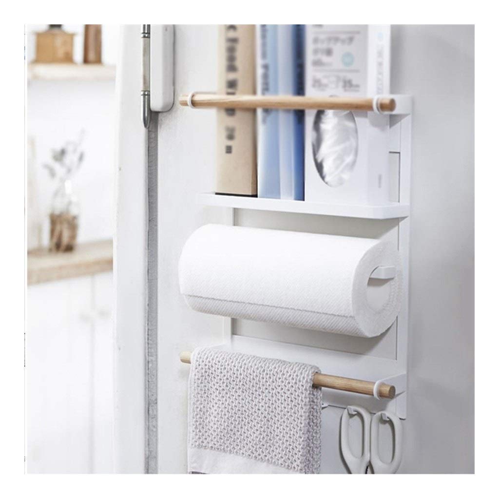 YYAI-HHJU Side-Mounted Refrigerator Organizer - Kitchen Spice Rack, Towel Holder & Plastic Wrap Storage - Space Saving Fridge Organizer for Spices, Bags & Kitchen Essentials - Perfect for Small Kitchens & Pantry Organization