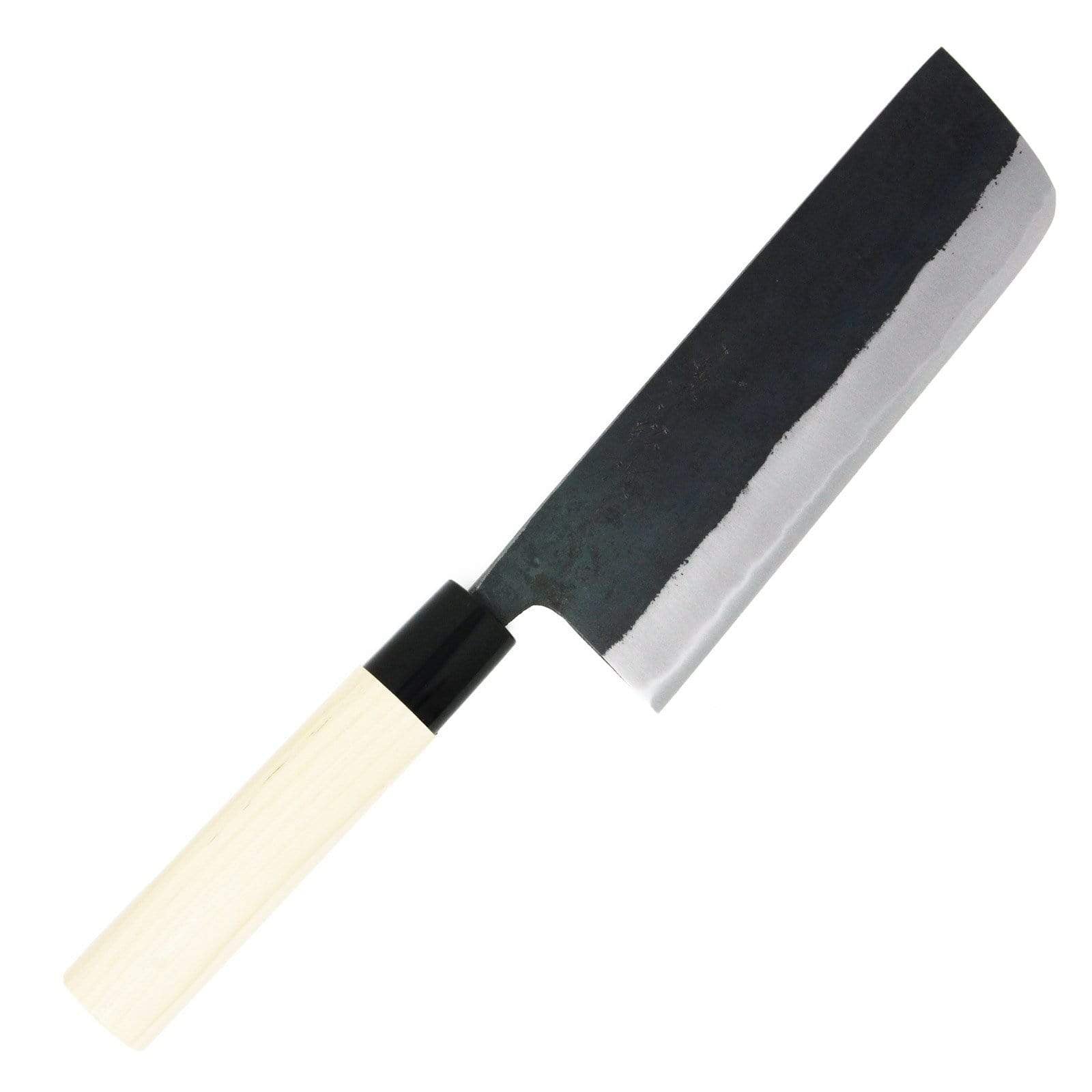 Premium Japanese Carbon Steel Nakiri Knife 165mm - Shirogami White Steel Blade for Professional Chefs & Home Cooking - Perfect for Chopping Vegetables, Herbs & Sushi Prep