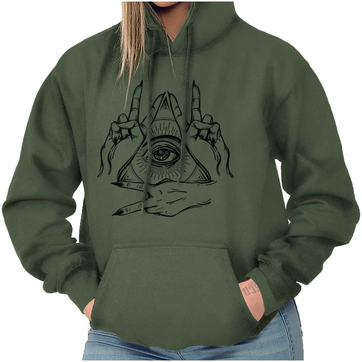 Brisco Brands Illuminati Pyramid All Seeing Eye Hoodie Sweatshirt for Women - Trendy Streetwear & Gothic Fashion for Casual Outings & Music Festivals