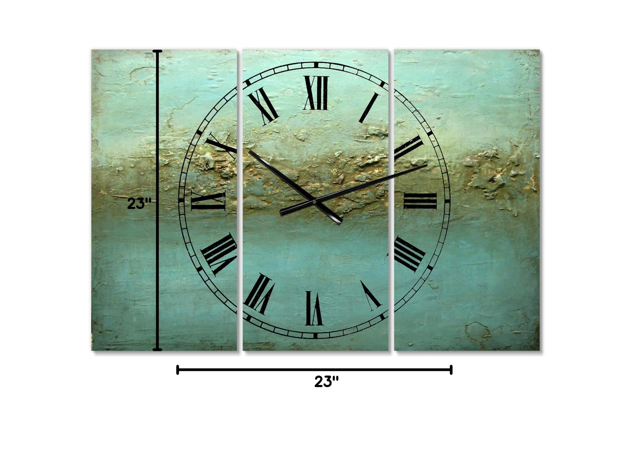 DesignQ Modern Wall Clock 'Rocky Shoals' - Blue Round Contemporary Wall Clock for Living Room, Bedroom & Office Decor | Silent Non-Ticking Battery Operated Clock
