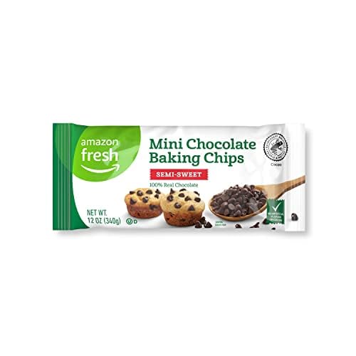 Amazon Fresh Mini Semisweet Chocolate Baking Chips - 12 Oz Bag for Cookies, Muffins & Dessert Recipes | Perfect for Baking & Snacking