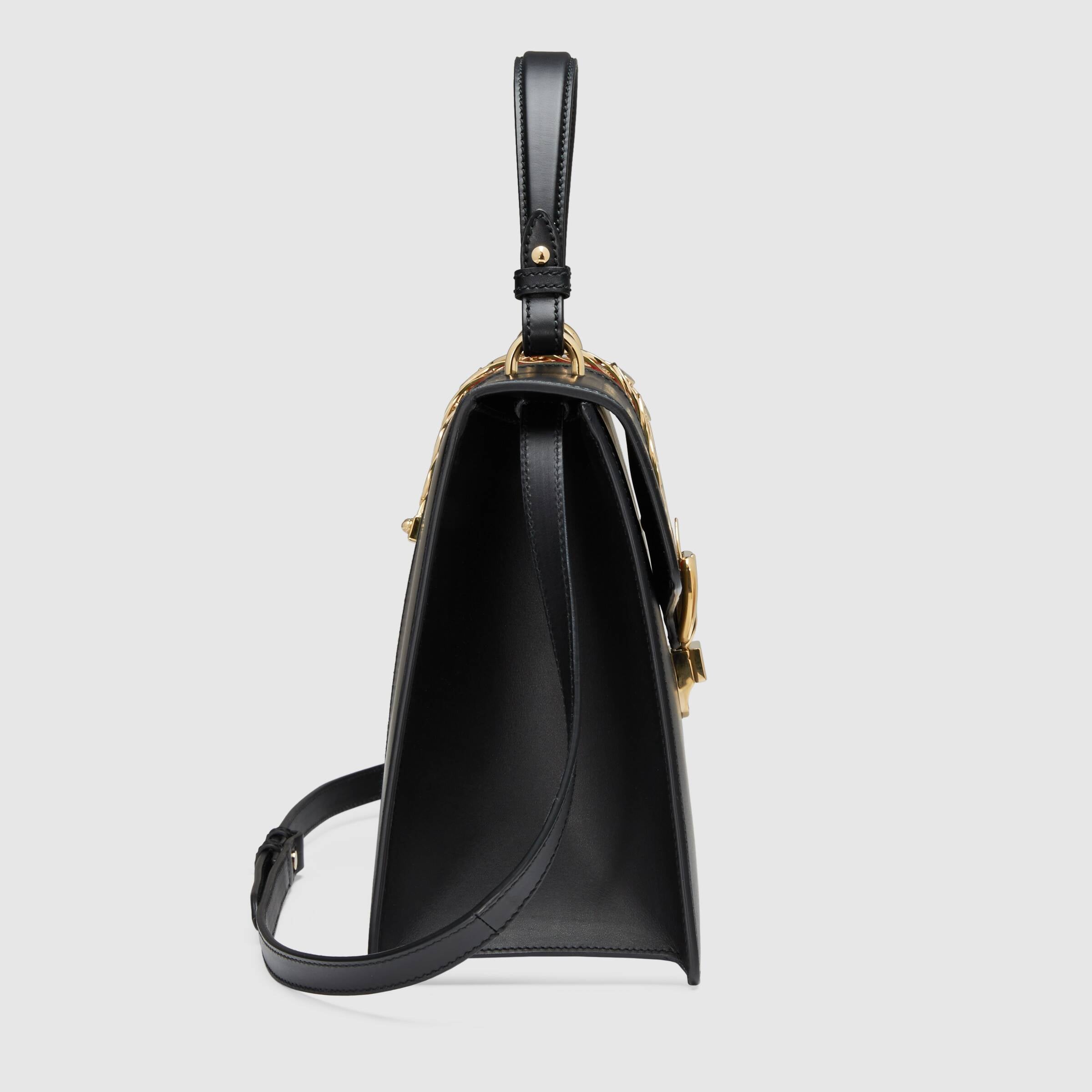 Gucci Sylvie Medium Top Handle Bag - Black Leather Crossbody Shoulder Bag for Women | Luxury Designer Handbag for Work, Travel & Everyday Use
