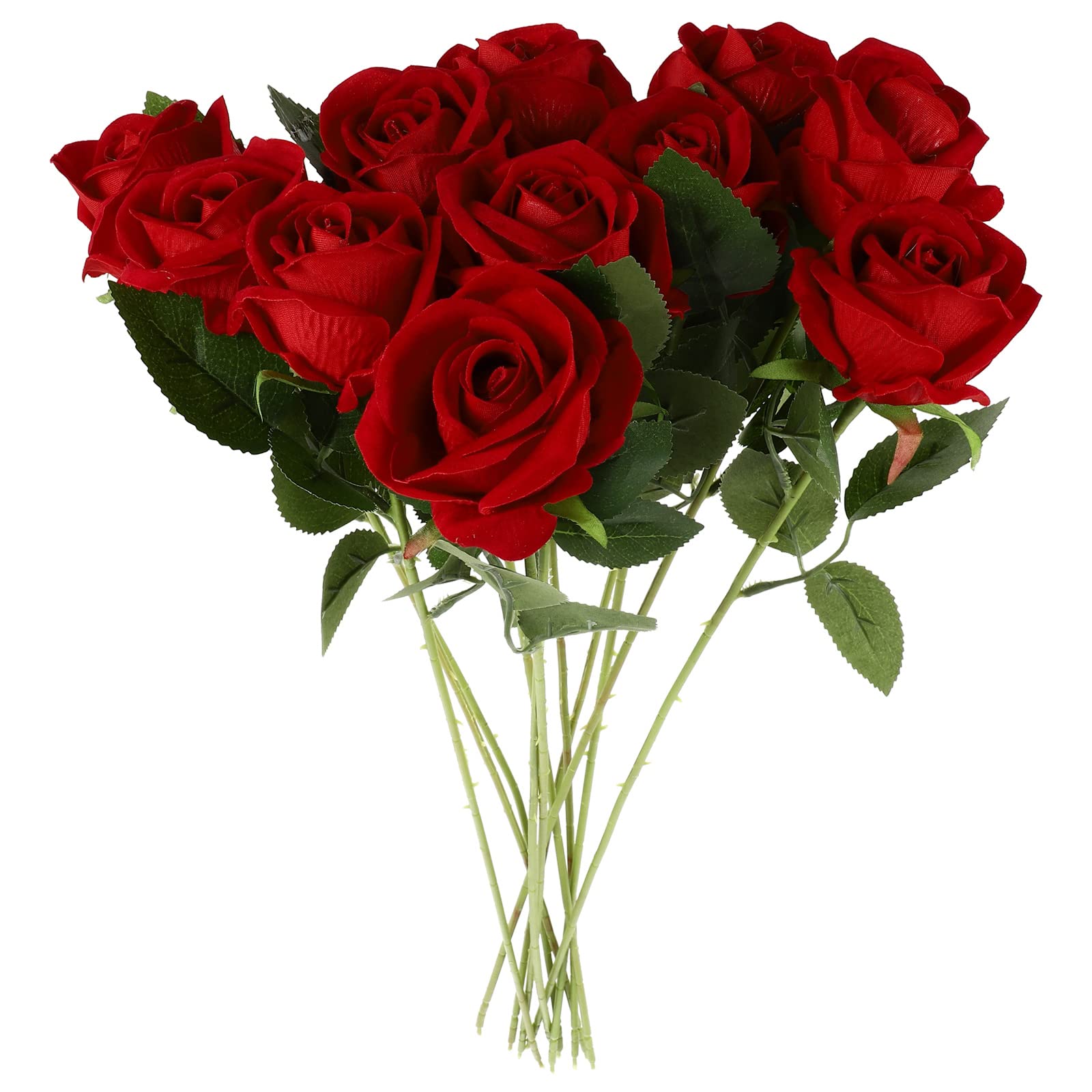 LUOZZY 11Pcs Artificial Red Rose Flowers with Stems - Fake Silk Rose Bouquet for Wedding Centerpieces, Bridal Shower, Home & Office Decor - Perfect for Table Arrangements, Party Decorations and Gift Giving