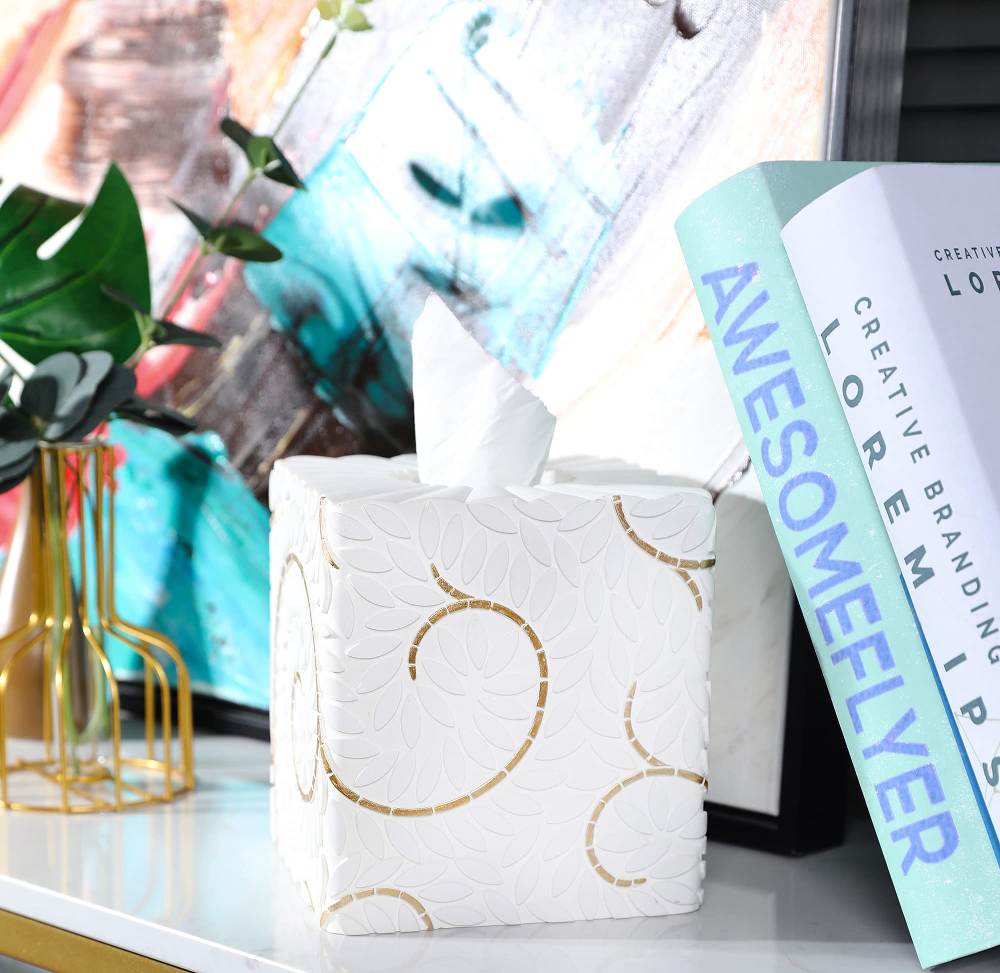 Modern Square Tissue Box Cover Holder - Unique Bathroom Vanity Decor for Countertops, Bedroom & Living Room | Stylish Tissue Box Cover for Home & Office Use