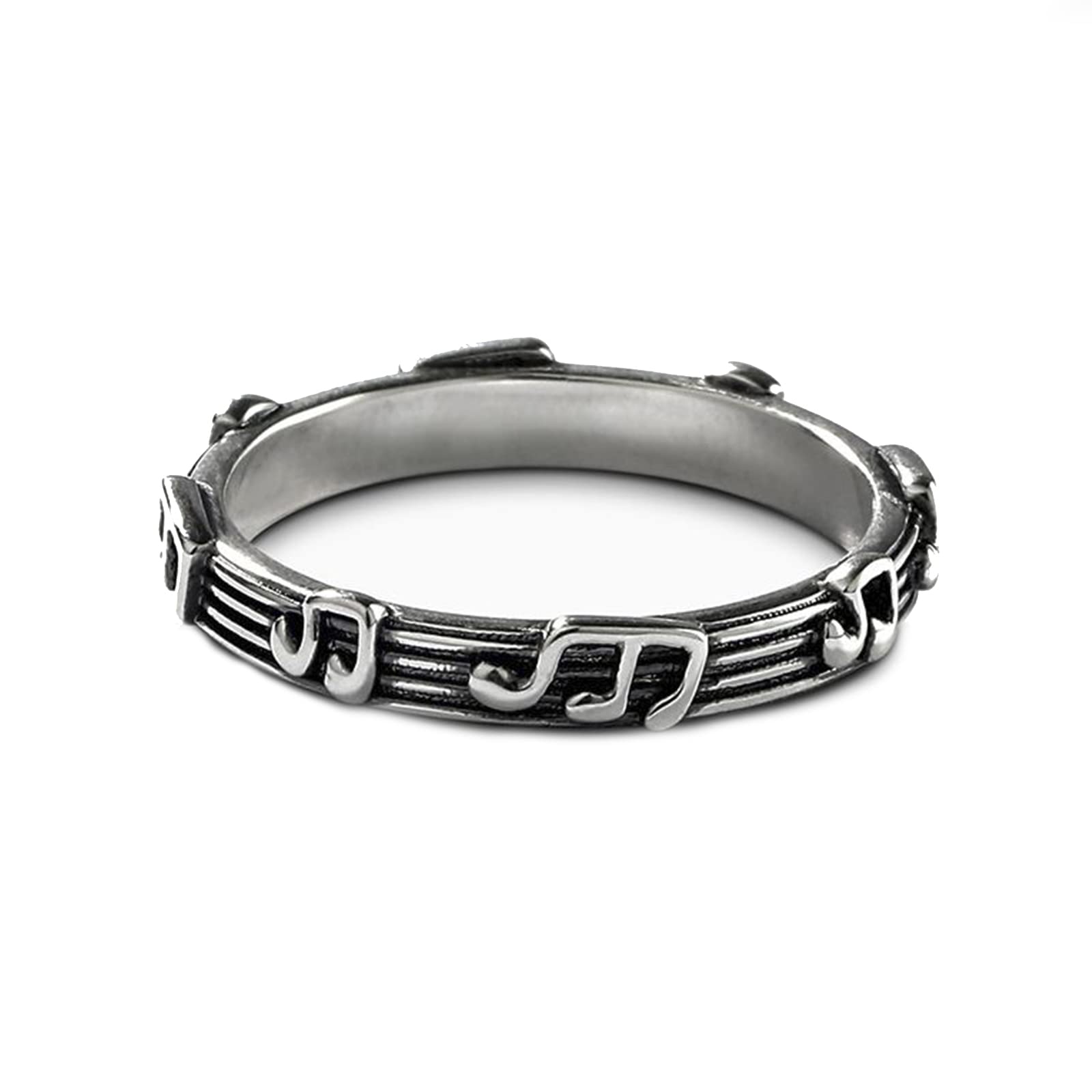 Jeulia Sterling Silver Music Note Wedding Band - Romantic Eternity Rings for Women & Men - Gothic Punk Personalized Engraved Jewelry Set with Gift Box - Perfect for Valentine's Day, Anniversaries & Gothic Weddings