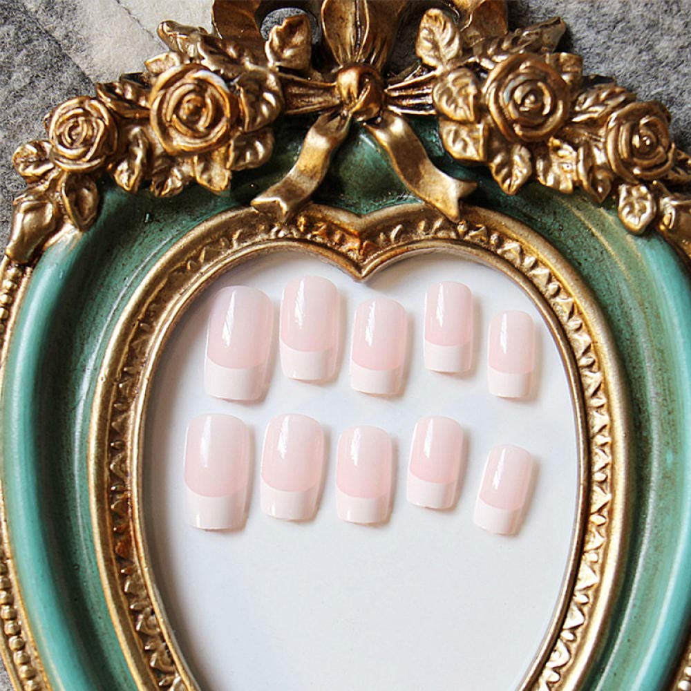 24Pcs French Pink False Nails - Square Tip Full Cover Artificial Nails with Glue | Perfect for Parties, Weddings & Daily Wear | Easy to Apply & Reusable