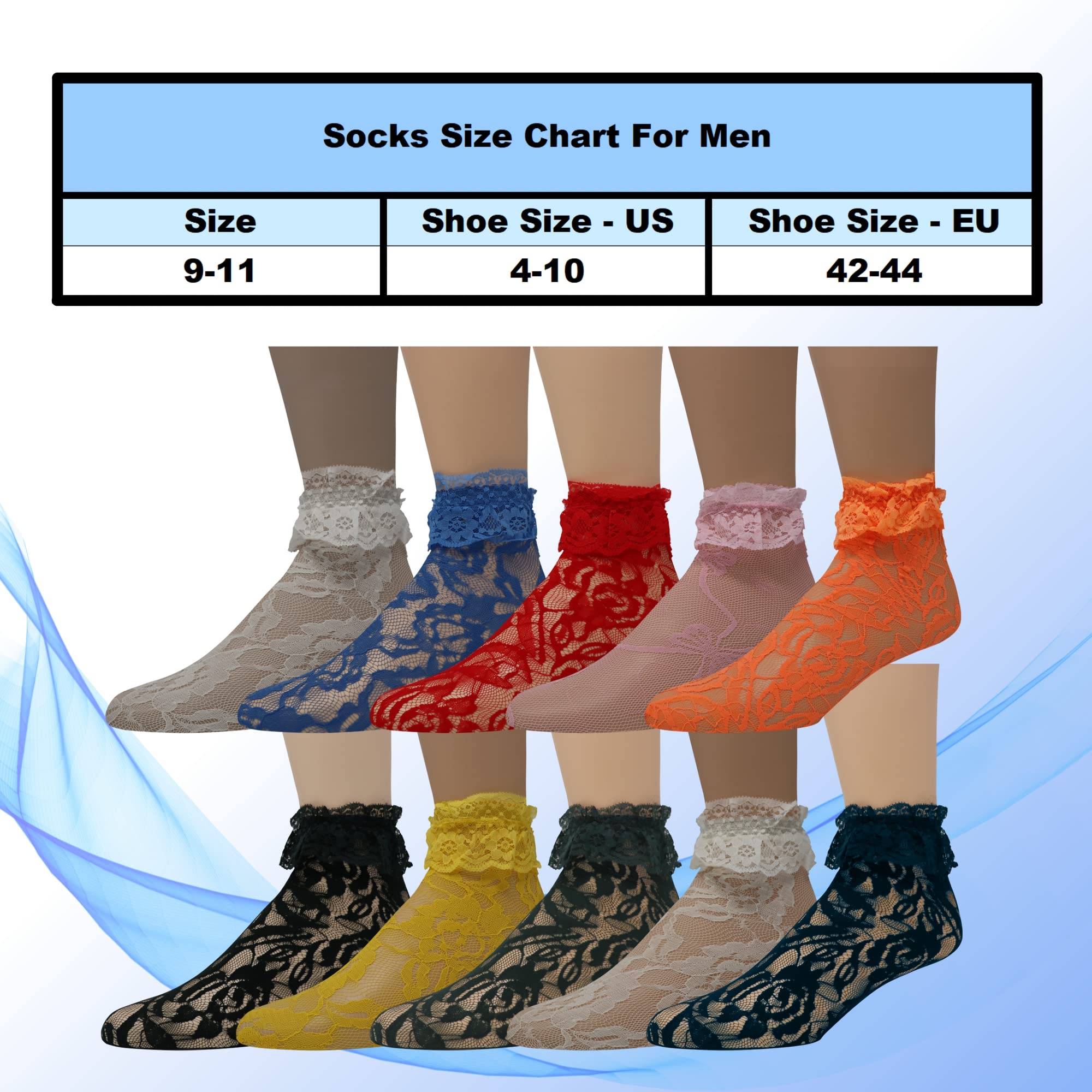 EMEM Women's Lace Ankle Socks with Ruffles - Comfortable & Stylish Socks for Casual Wear, Office, and Special Occasions