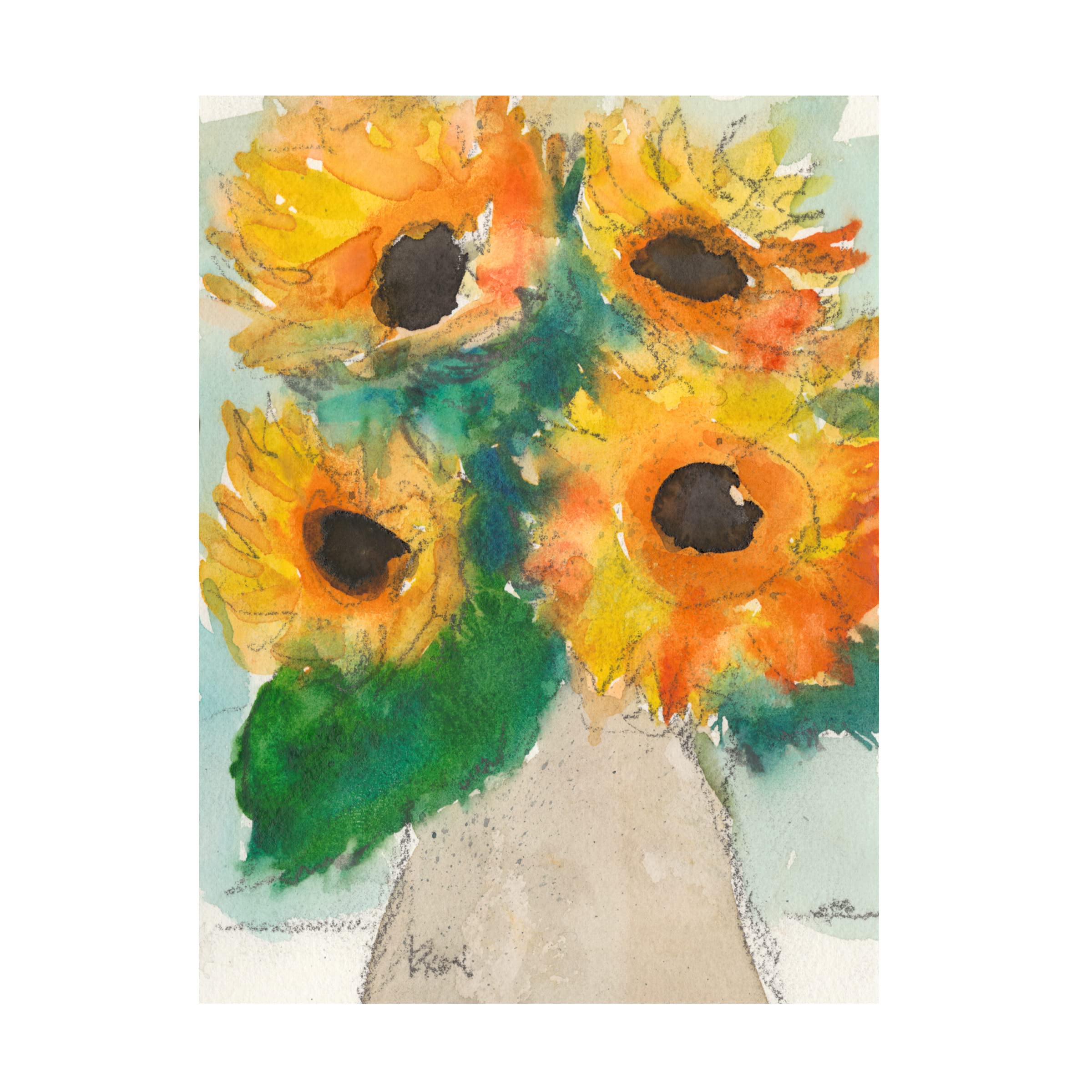 Samuel Dixon Rustic Sunflowers II Canvas Wall Art Print - Handmade Floral Home Decor for Living Room, Bedroom & Office