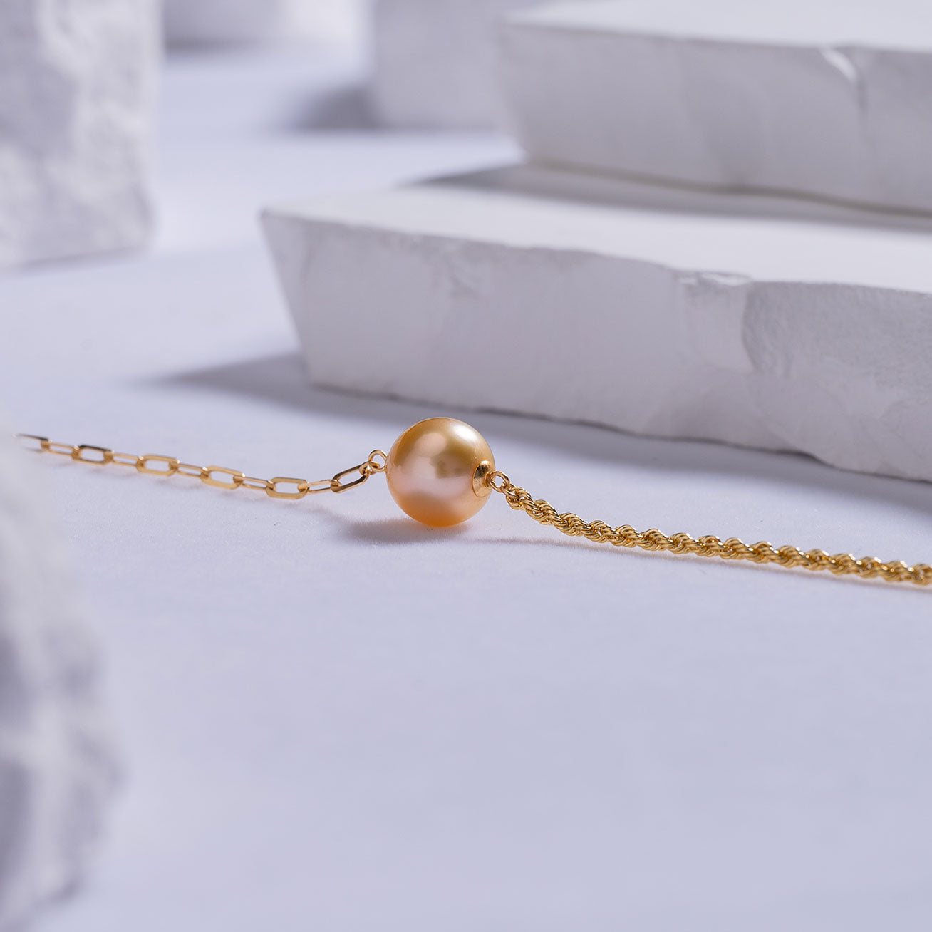 18K Solid Gold Golden South Sea Pearl Bracelet for Women - Luxury Pearl Jewelry Gift for Anniversary, Wedding & Special Occasions | KB00021