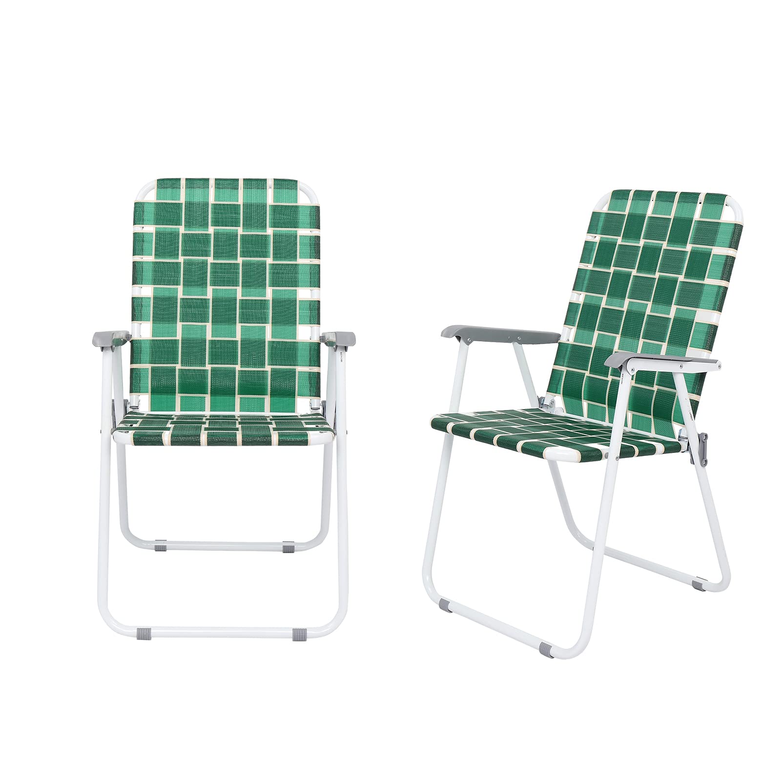 HomVent 2 Pack Folding Camping Chairs - Portable Web Design Patio Chairs for Outdoor, Beach, Pool, Lawn & Indoor Use - Lightweight & Durable Dark Green Camping Chairs for Picnics, BBQs, Travel & Relaxation