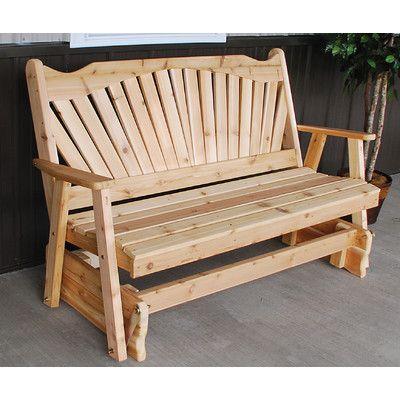 A & L Furniture Cedar Fanback Glider - Outdoor Rocking Chair for Patio, Garden & Porch - Comfortable Wooden Swing Chair with Ergonomic Design - Perfect for Relaxing, Reading & Enjoying Nature