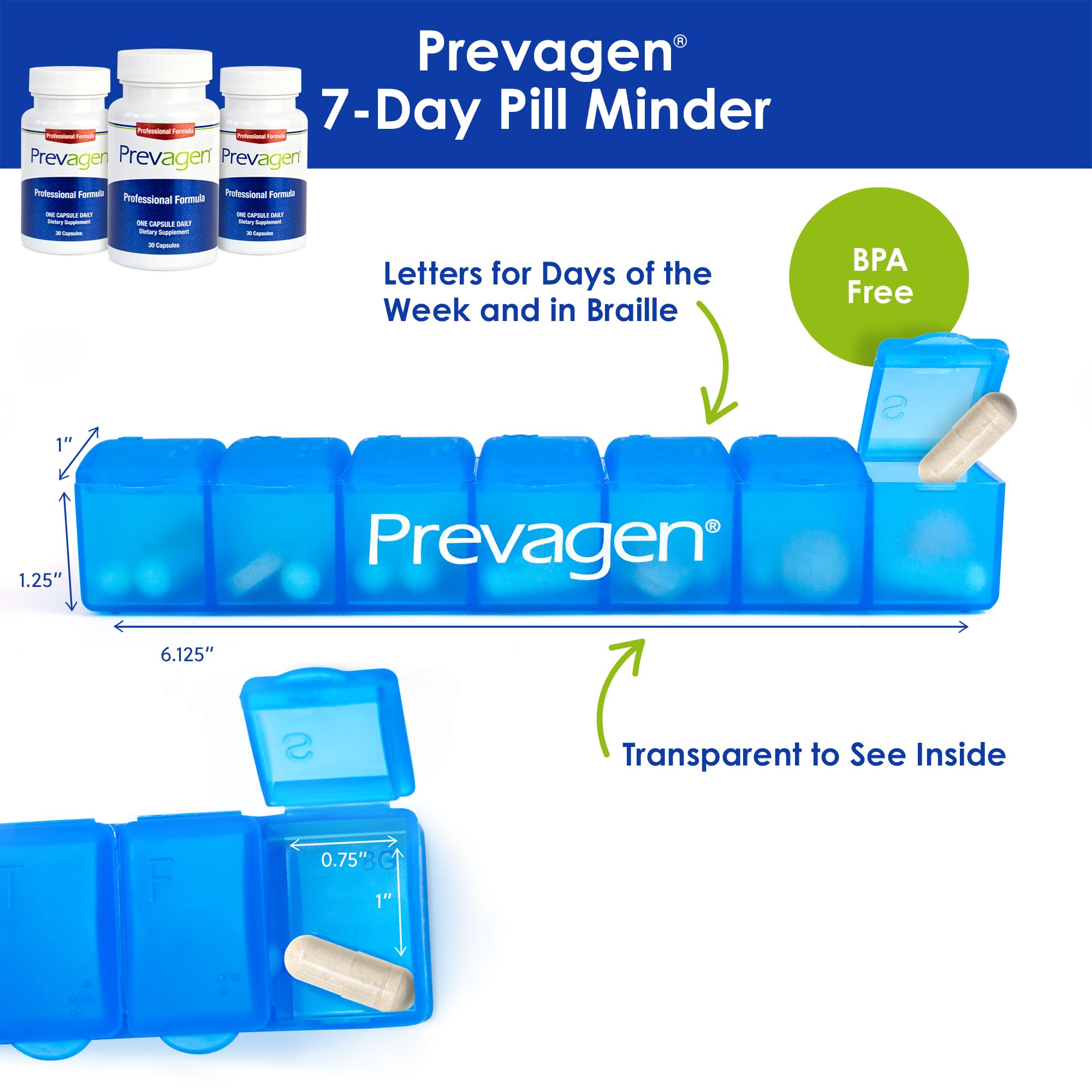 Prevagen Professional Formula - 90 Capsules (3-Pack of 30 Pills) Brain Supplement with 40mg Apoaequorin & Vitamin D3 | Includes 7-Day Pill Organizer | Supports Memory, Focus & Cognitive Function | Perfect for Busy Professionals & Students