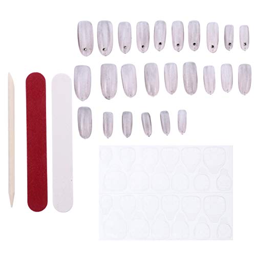 24pcs Christmas Glitter Fake Nails - Short Full Cover False Nails with Diamond Decor & Nail File | Holiday Party Nail Art Kit for Festive Manicures & Gift Giving