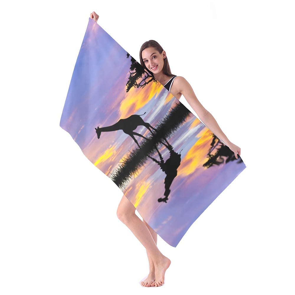 **African Giraffe Print Beach Towel - Super Soft Sand-Free Microfiber, Oversized 32x52 Inches for Women & Teens - Perfect for Swimming, Beach Picnics, Pool Parties, Cruise Vacations, Gym & Summer Travel**